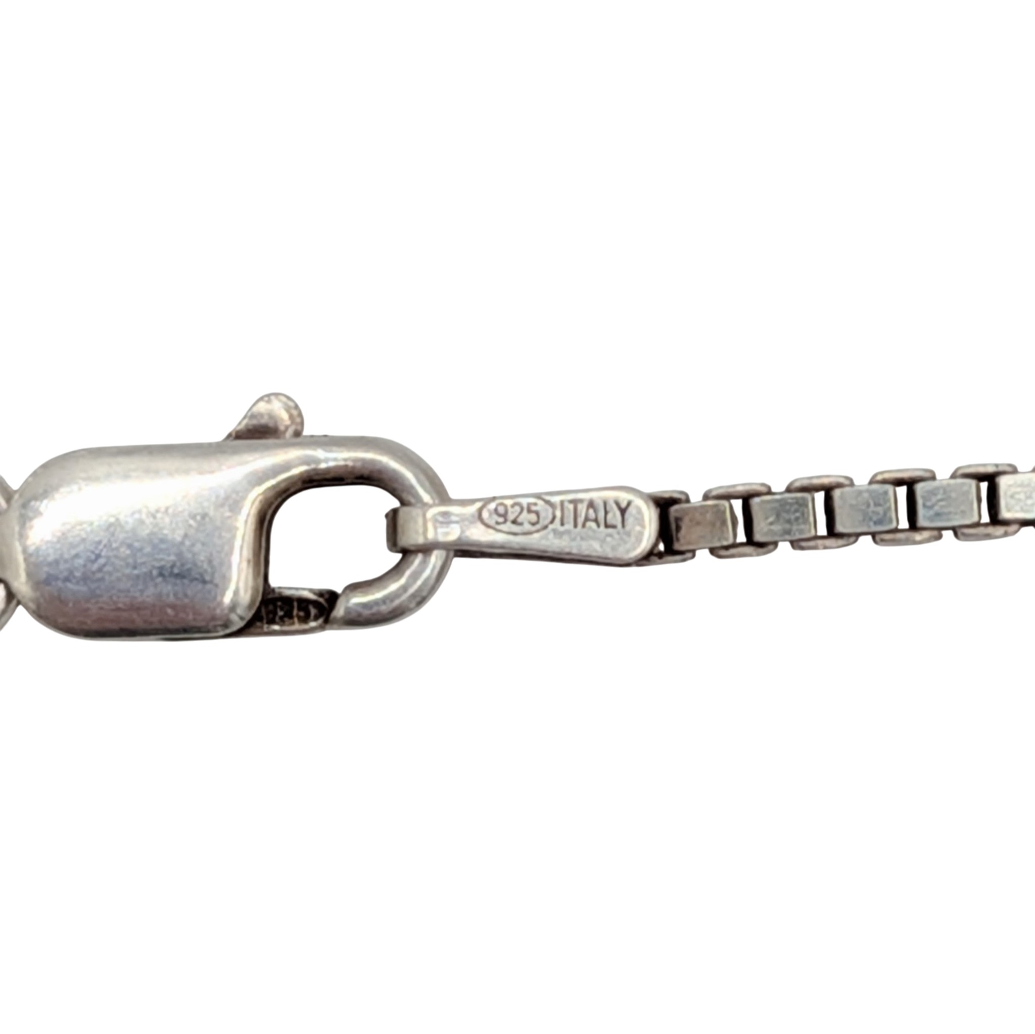 Signed Italy Sterling Silver Box Chain Necklace