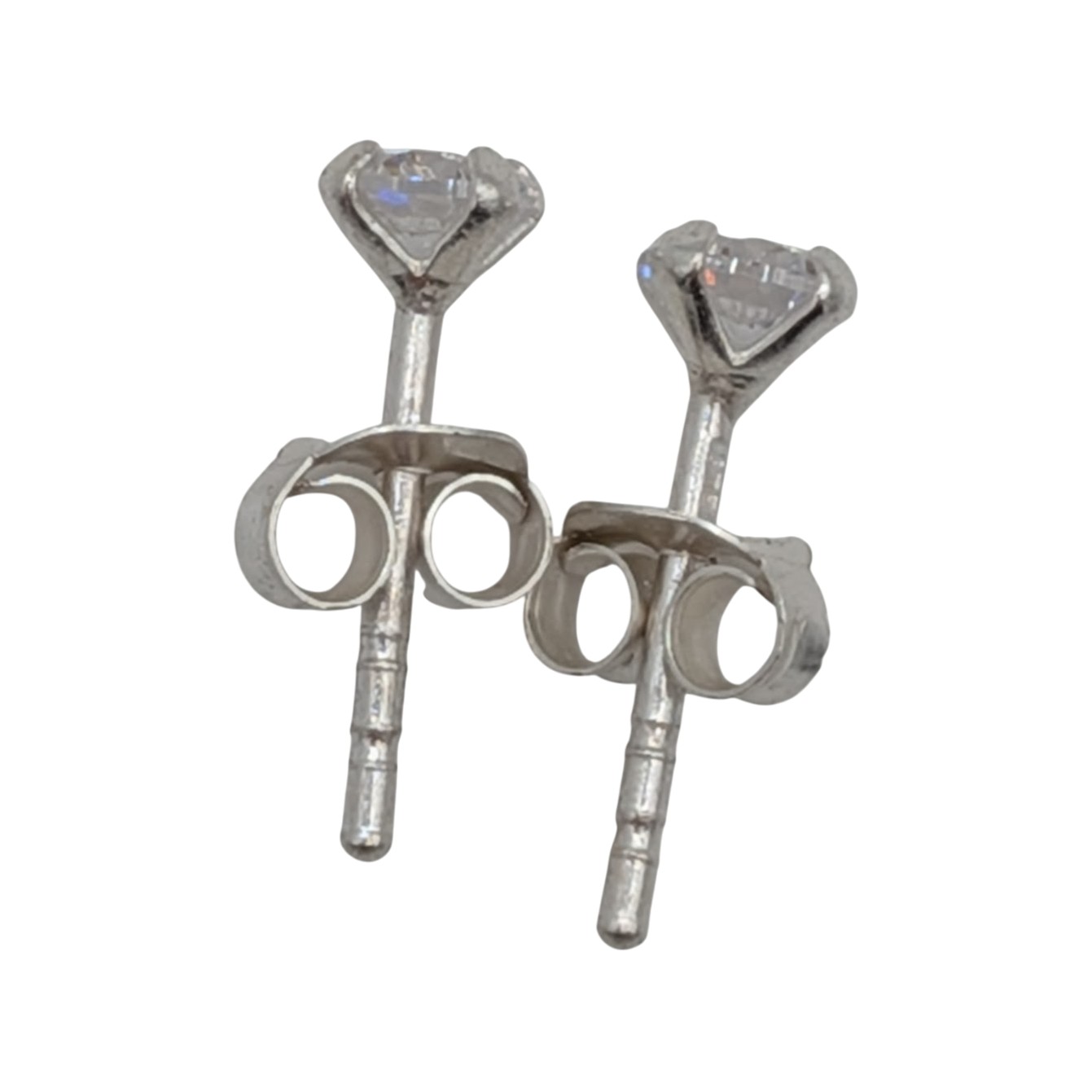 Signed Sterling Silver Large Rhinestone Stud Earrings