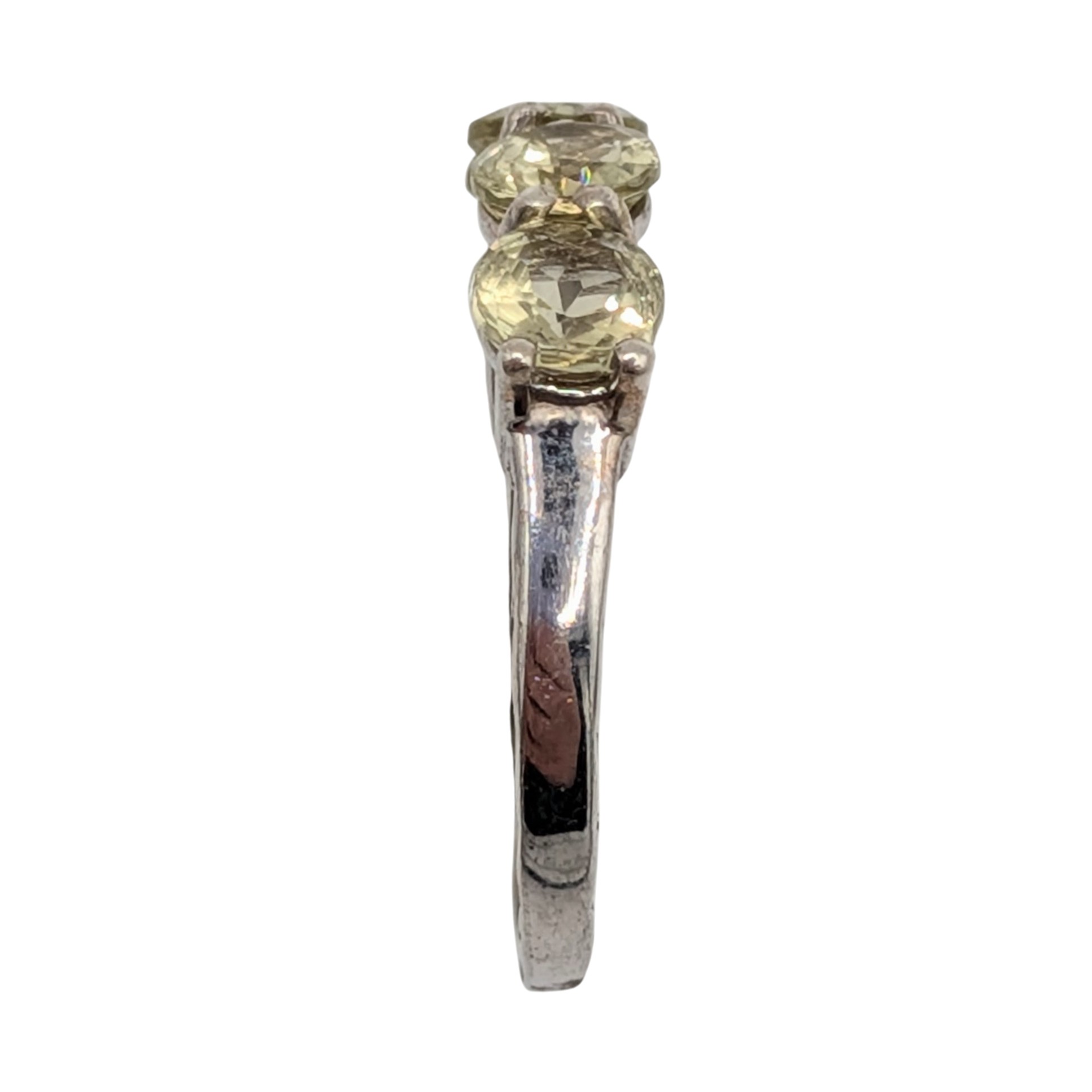 Signed Sterling Silver Lime Tourmaline 5 Stone Ring Size 8