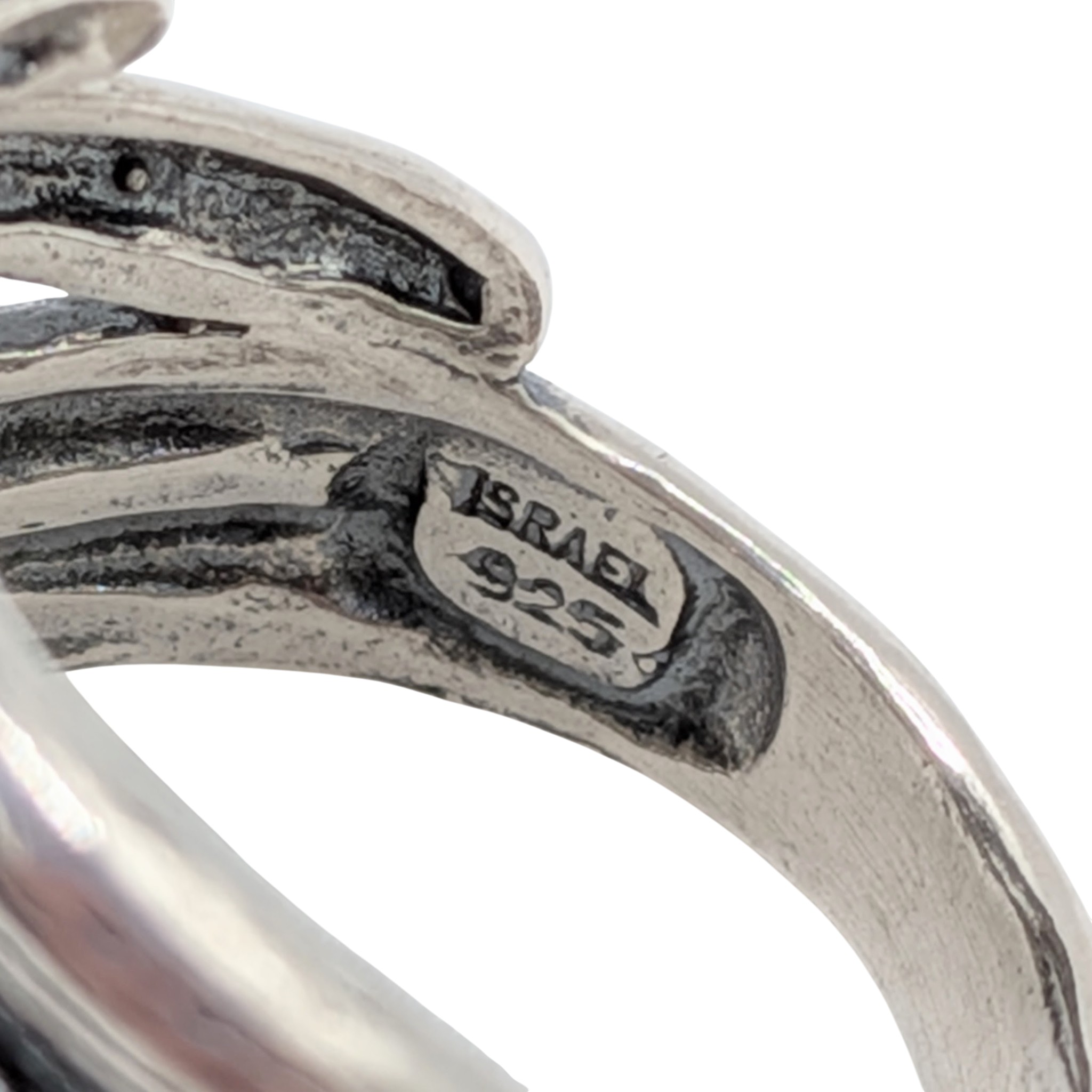 Signed Israel Sterling Silver White CZ Cocktail Ring Size 7.75