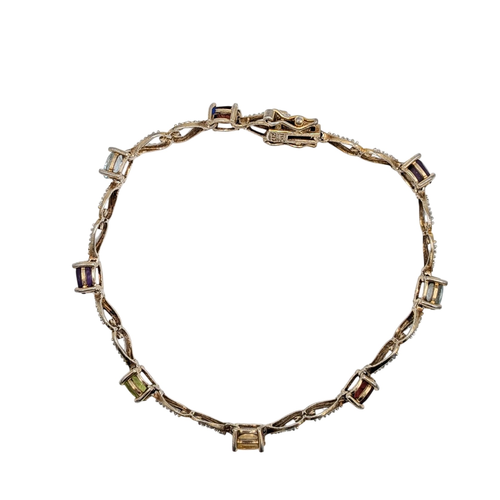 Ross Simons Gold Over Silver Multi-Stone Heart Tennis Bracelet