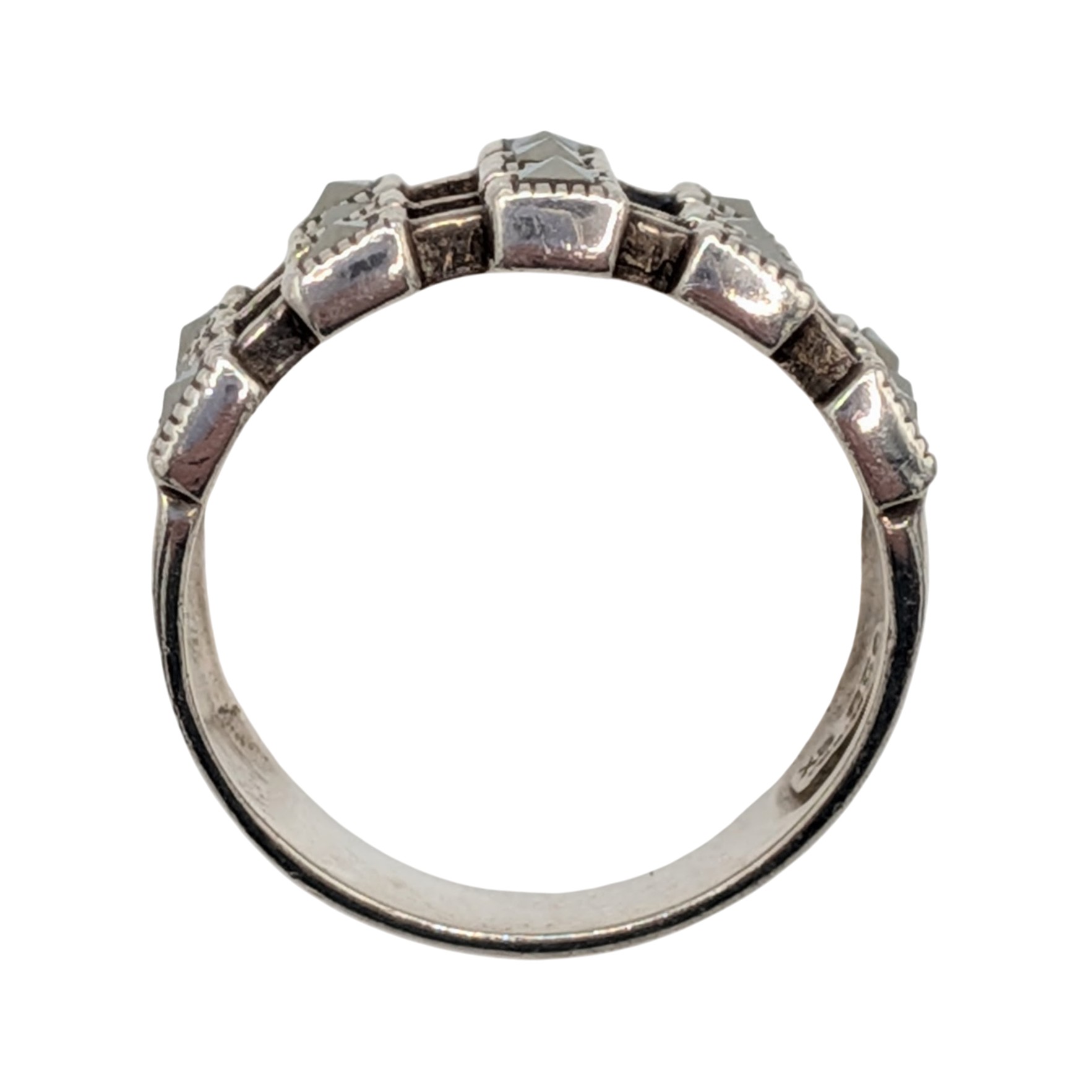 Signed Sterling Silver Marcasite Wide Band
