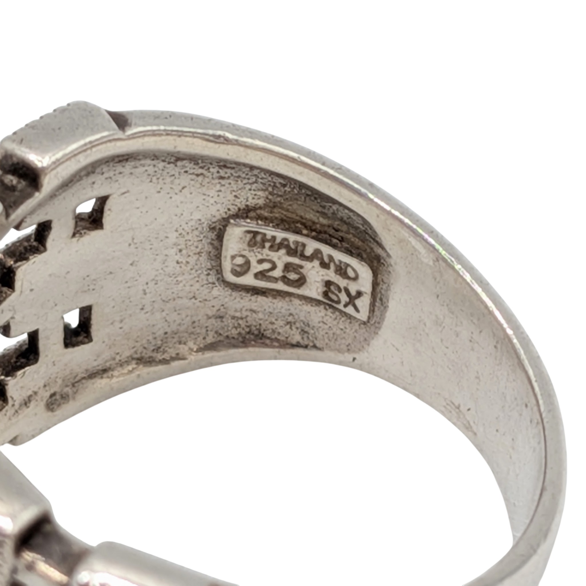 Signed Sterling Silver Marcasite Wide Band