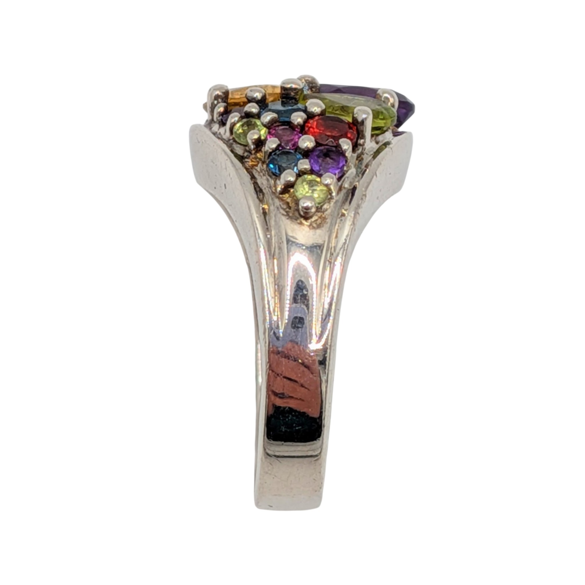 Sterling Silver Multi-Stone Cluster Ring Size 8.25