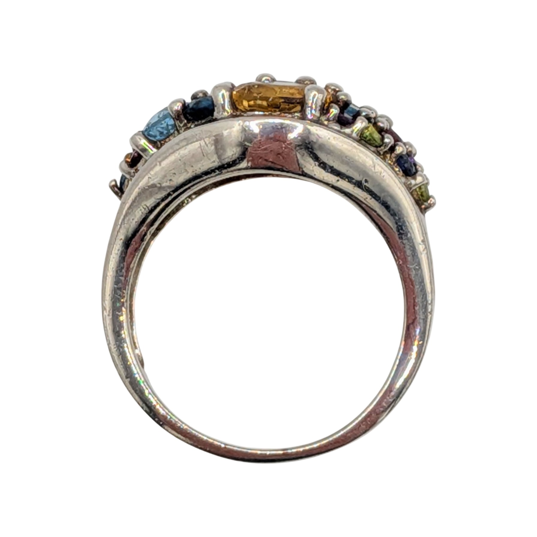 Sterling Silver Multi-Stone Cluster Ring Size 8.25