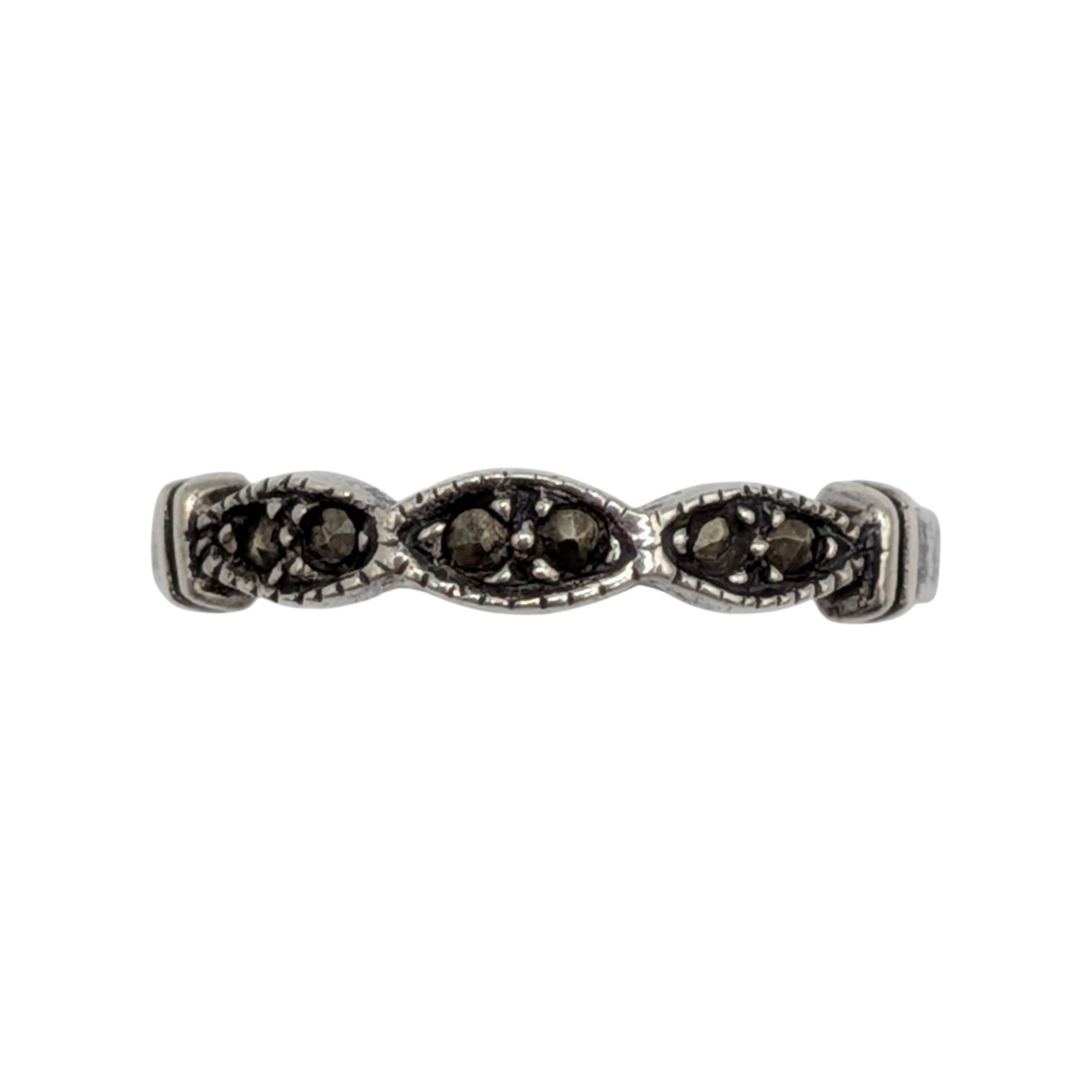Signed Sterling Silver Marcasite Band Ring Size 5.5