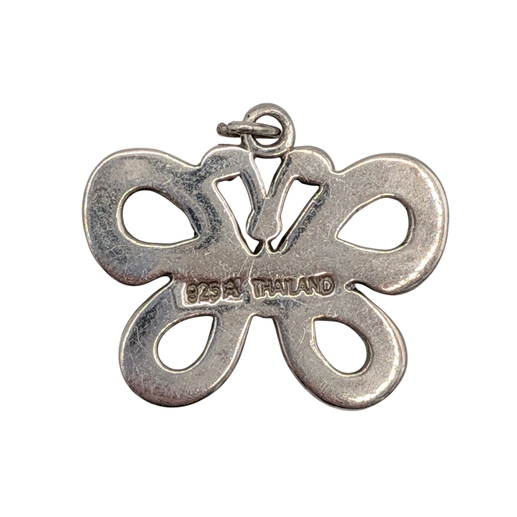 Signed Sterling Silver Marcasite Butterfly Pendant