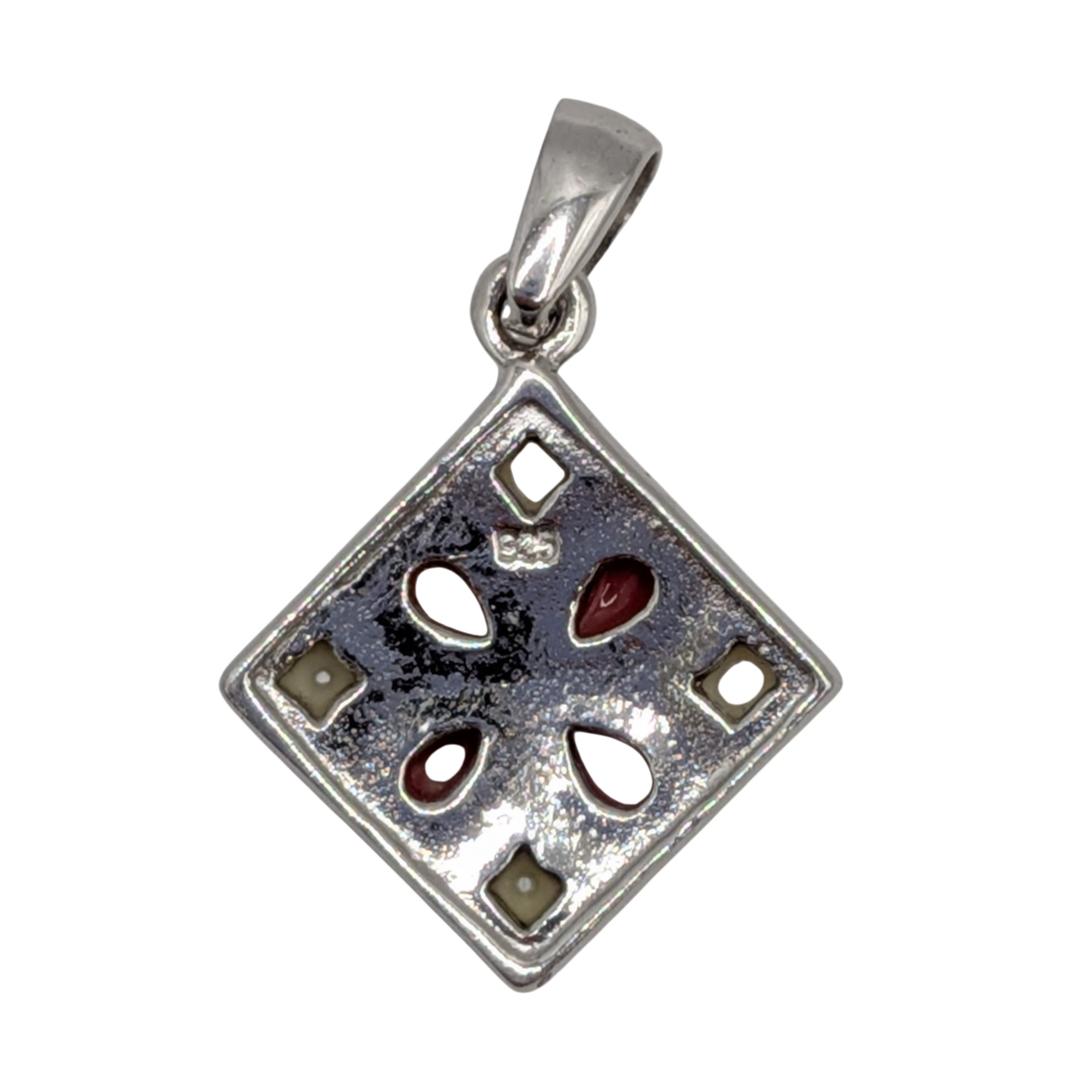 Sterling Silver Mother Of Pearl Inlay Flower Pendant