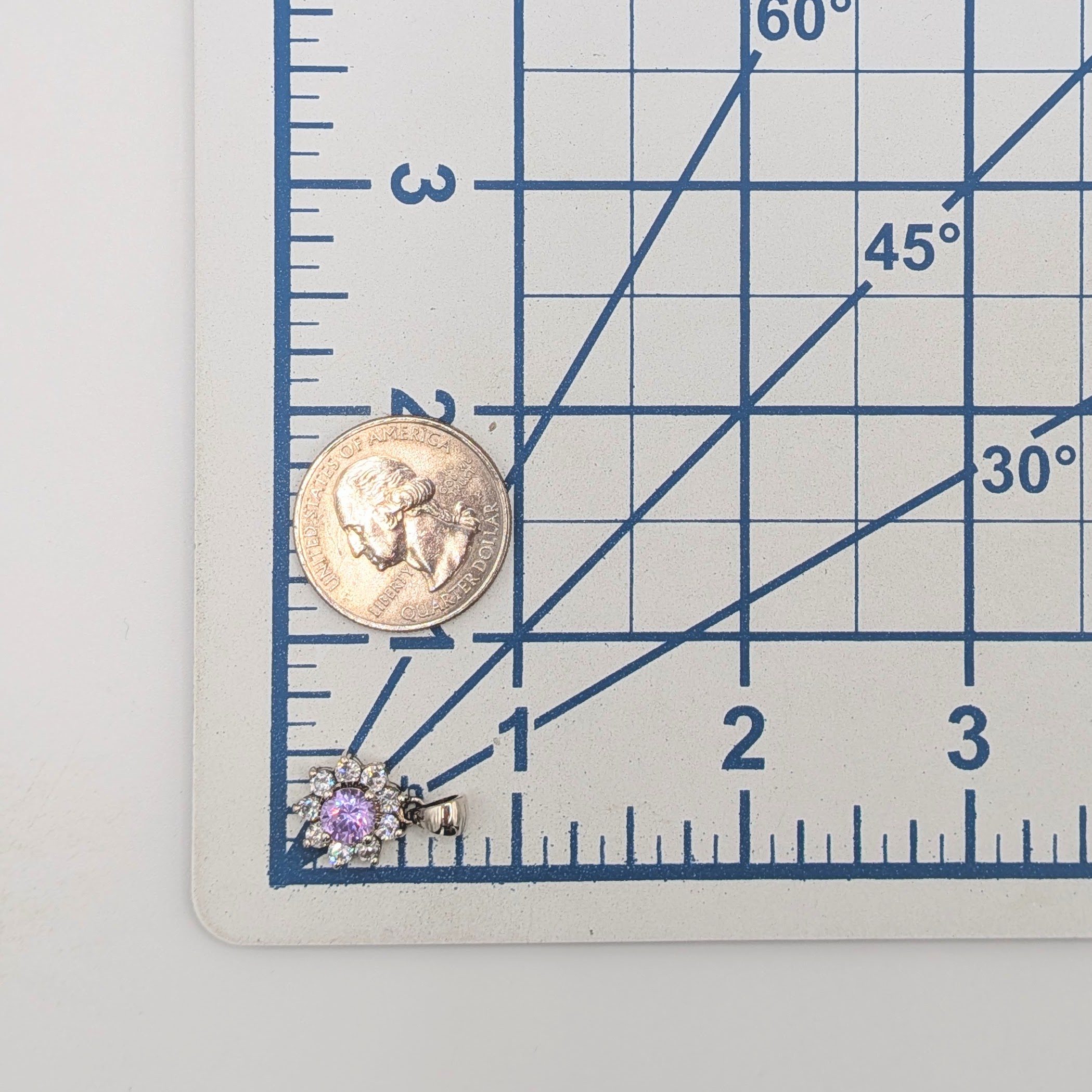 Sterling Silver Amethyst CZ Flower Pendant