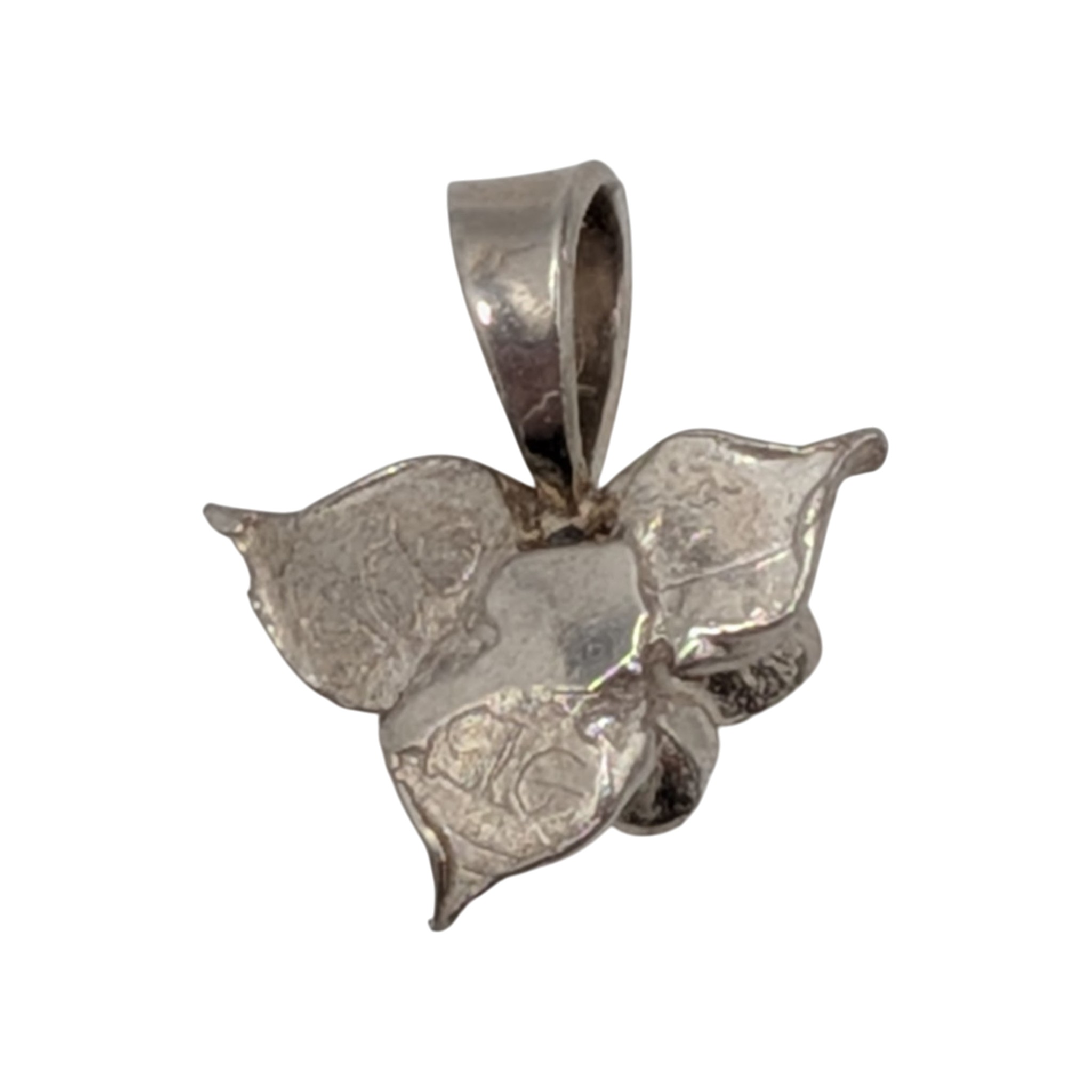 Signed Sterling Silver Ruby Flower Pendant