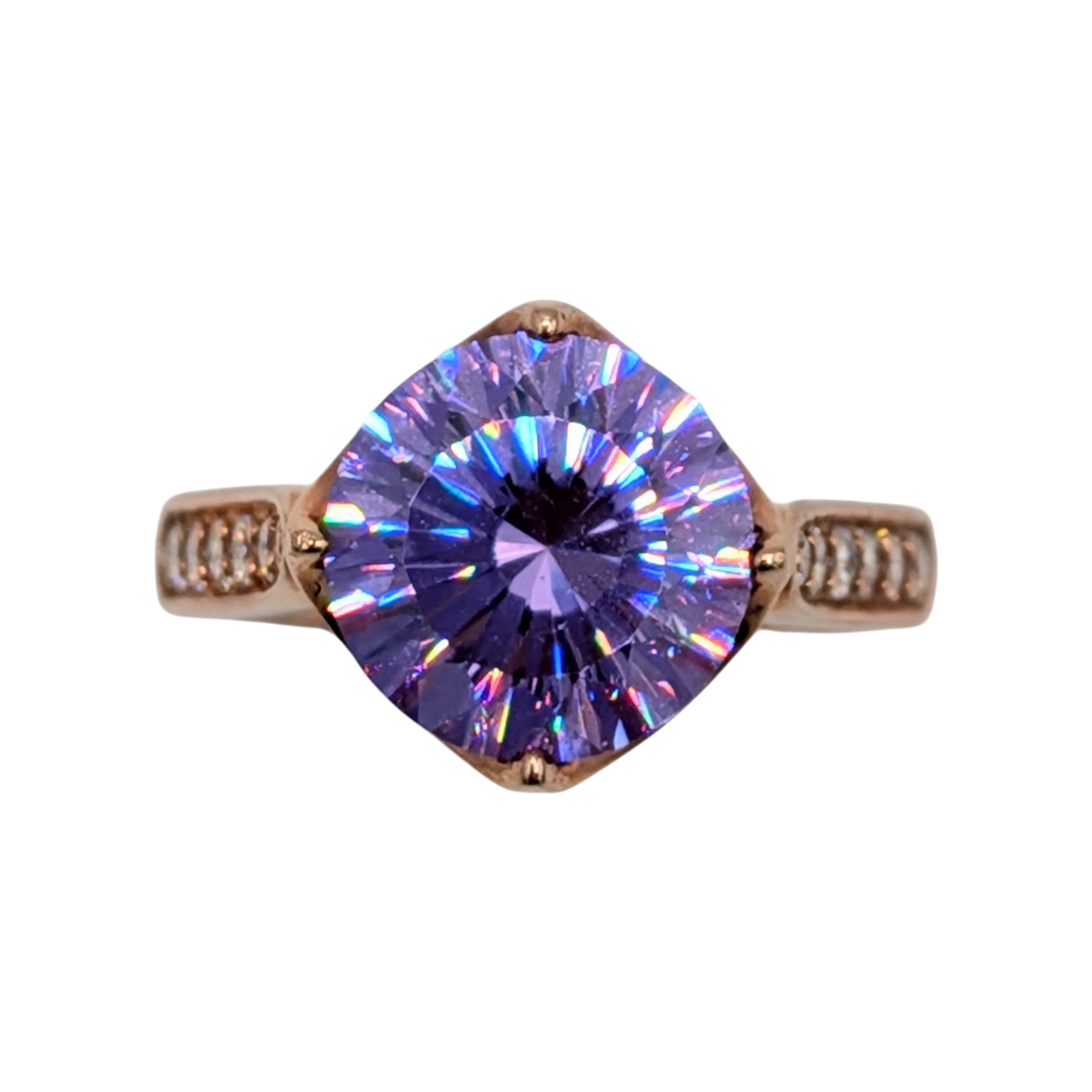 Prime American Jewel Rose Gold Over Sterling Silver CZ Cathedral Ring Size 5.75