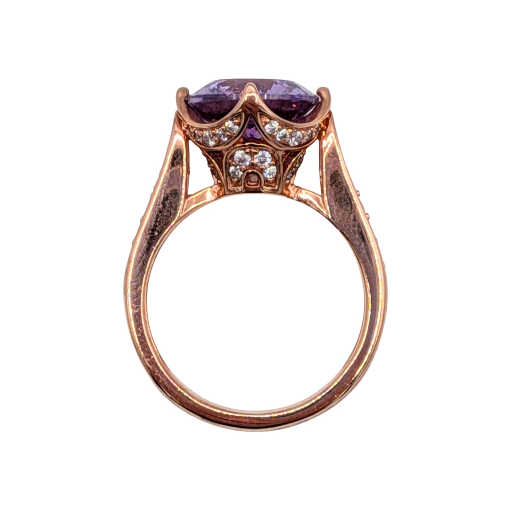 Prime American Jewel Rose Gold Over Sterling Silver CZ Cathedral Ring Size 5.75