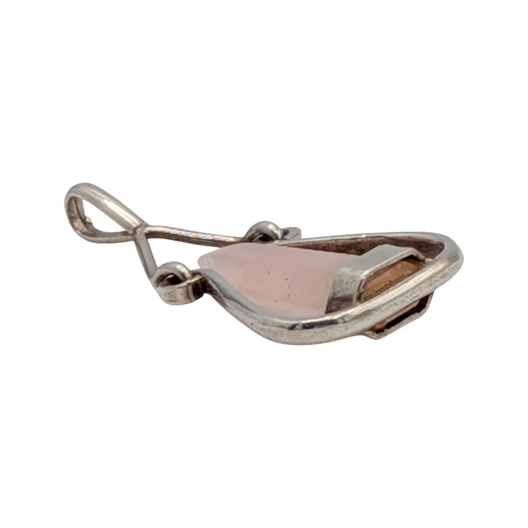 Sterling Silver Rose Quartz Crystal Drop Pendant
