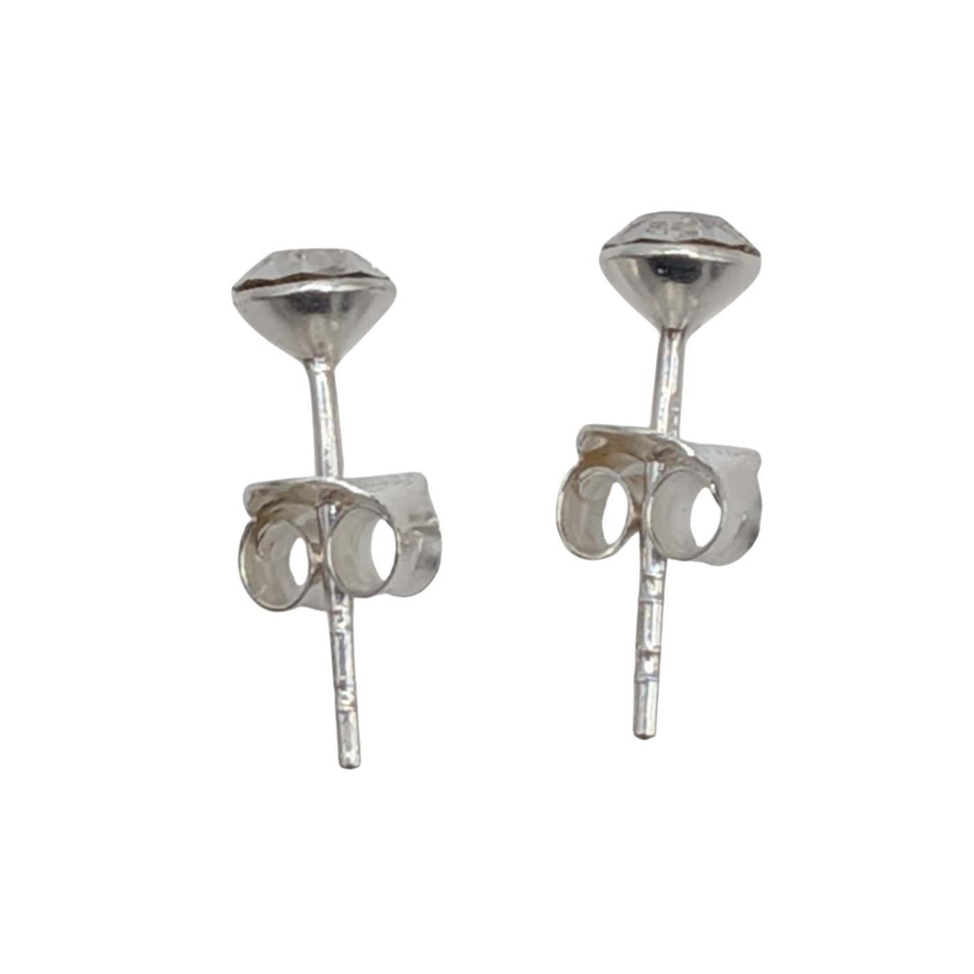 Signed Sterling Silver Large Rhinestone Stud Earrings