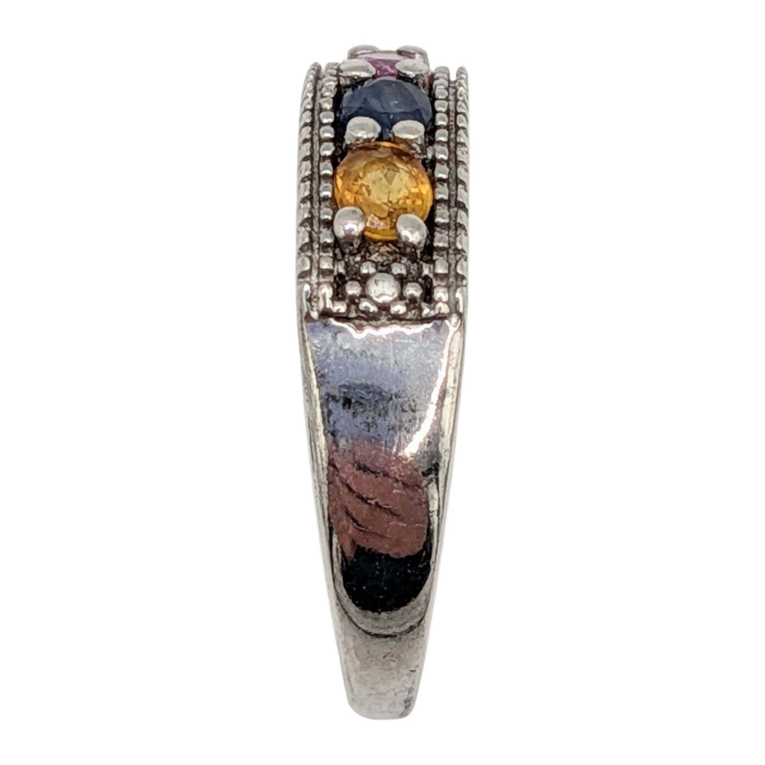 Signed Sterling Silver Multi Color Topaz Band Ring Size 9.5