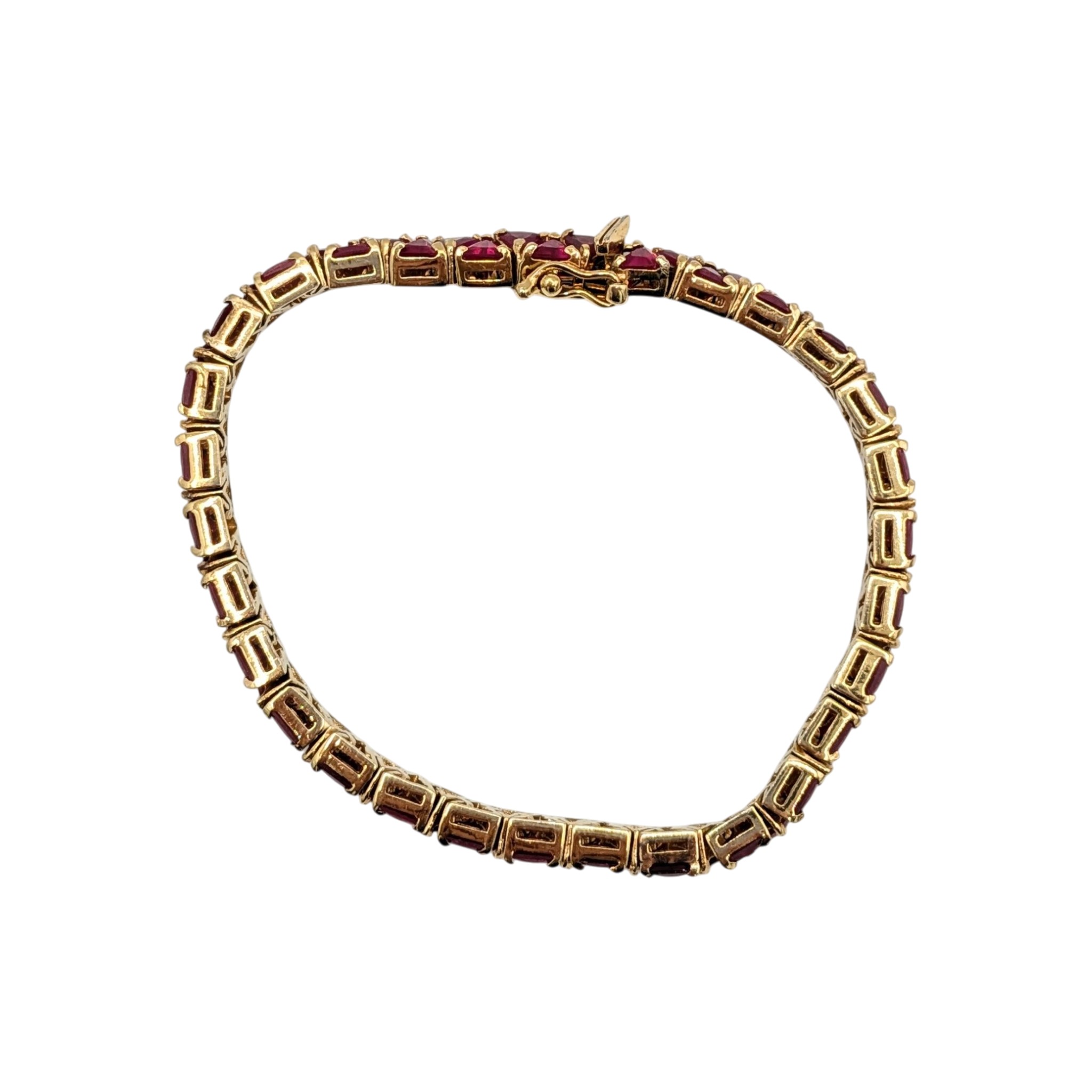 Signed Gold Over Sterling Silver Ruby Tennis Bracelet