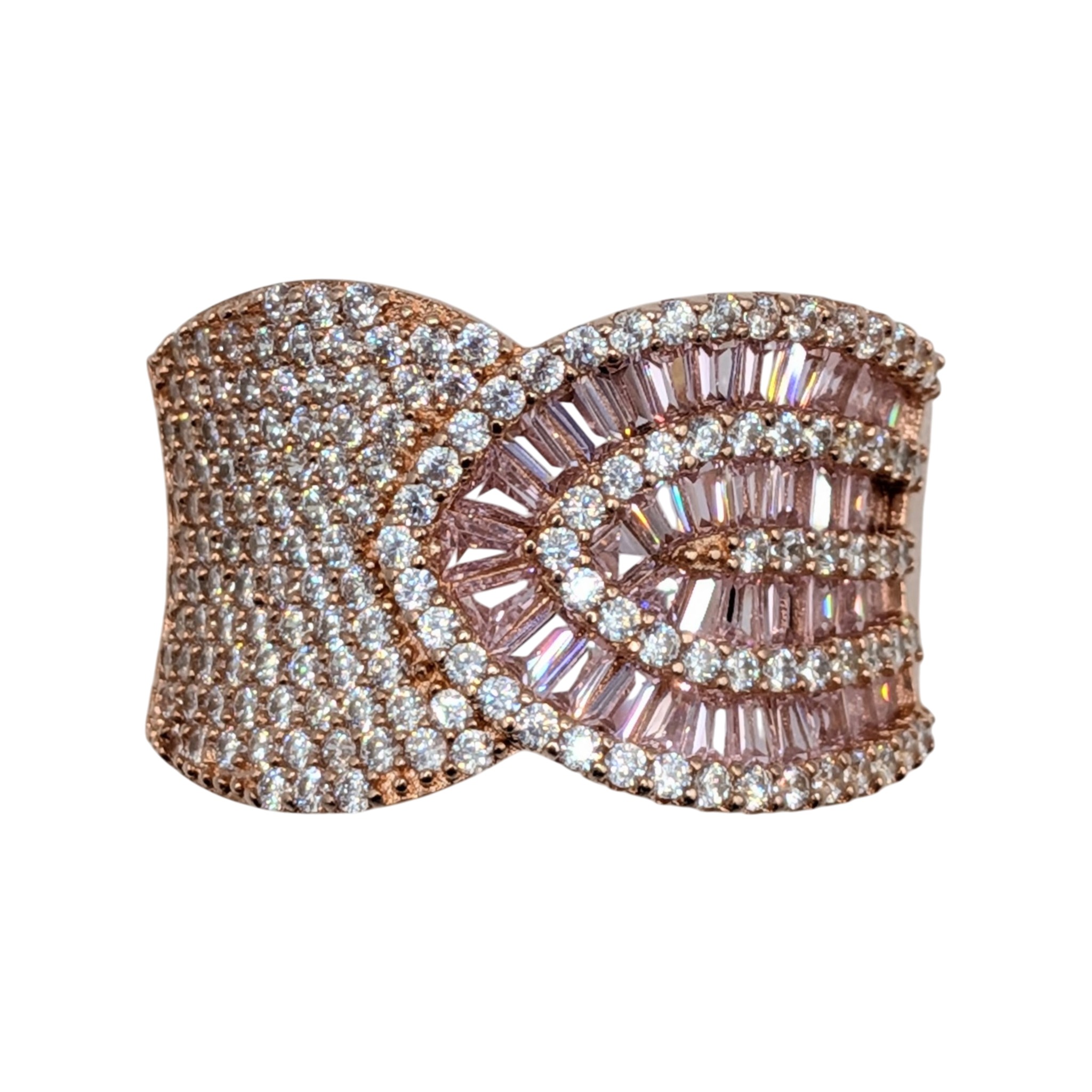 Bella Luce Rose Gold Over Sterling Silver Pink White Diamond Ring Size 10.5