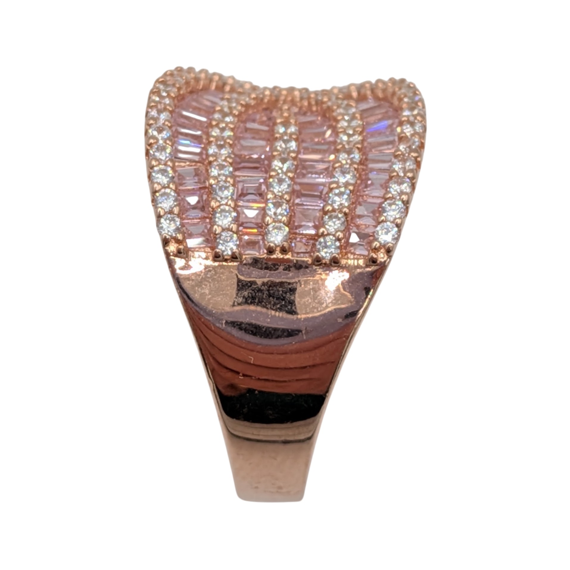 Bella Luce Rose Gold Over Sterling Silver Pink White Diamond Ring Size 10.5