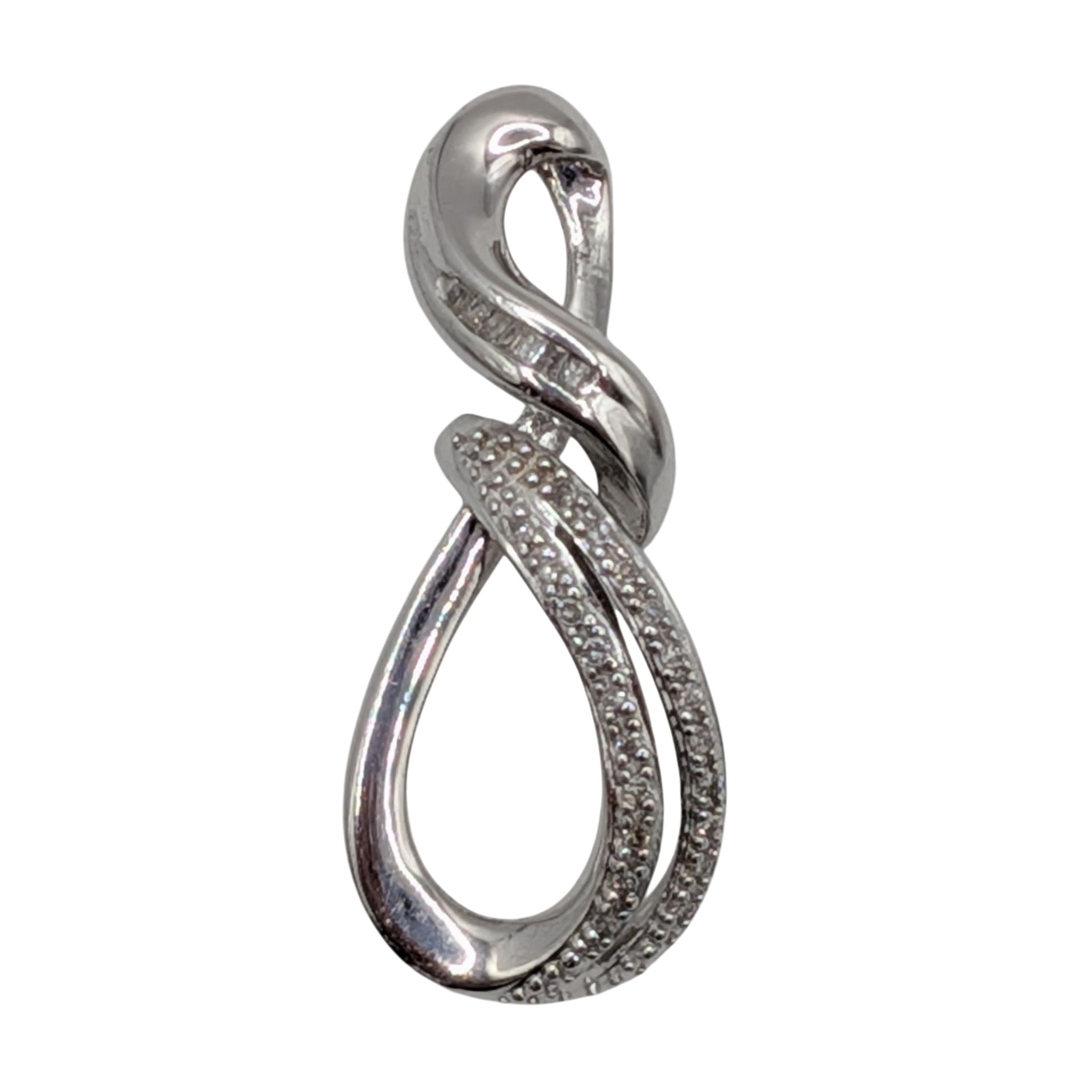 Signed Sterling Silver CZ Looped Slide Pendant