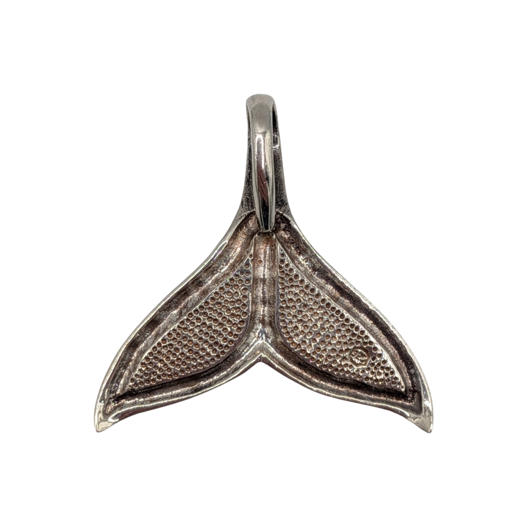 Sterling Silver Pink Mother Of Pearl Dolphin Tail Drop Pendant
