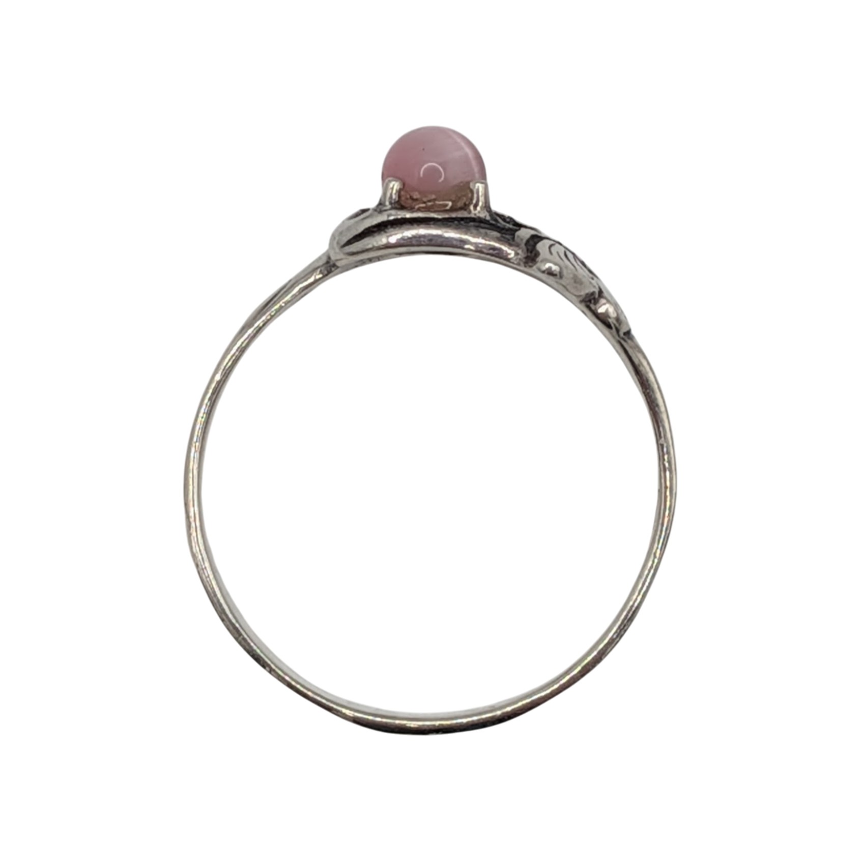 Sterling Silver Pink Moonstone Butterfly Band Ring Size 8