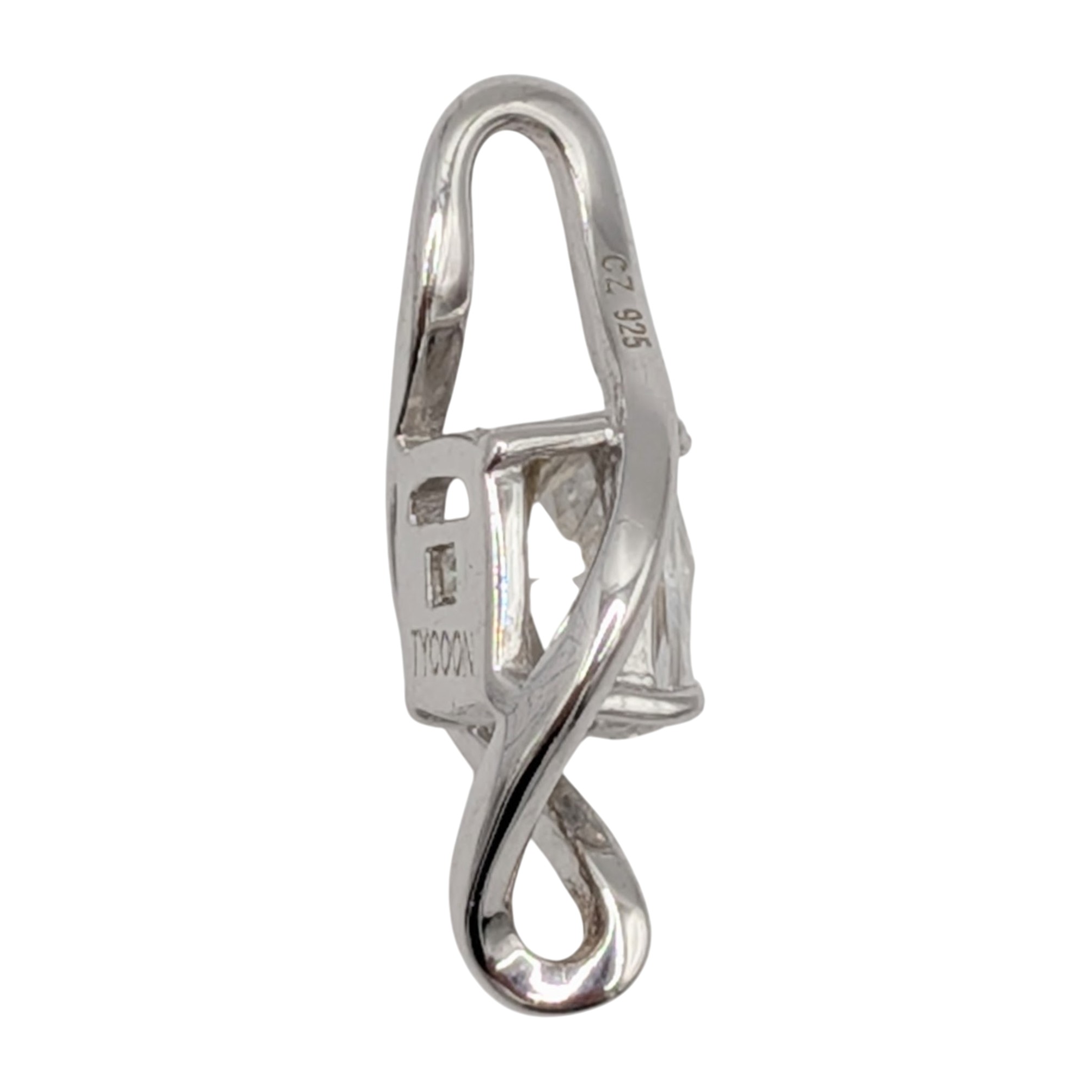 Signed Sterling Silver CZ Rectangle Cut Slide Pendant