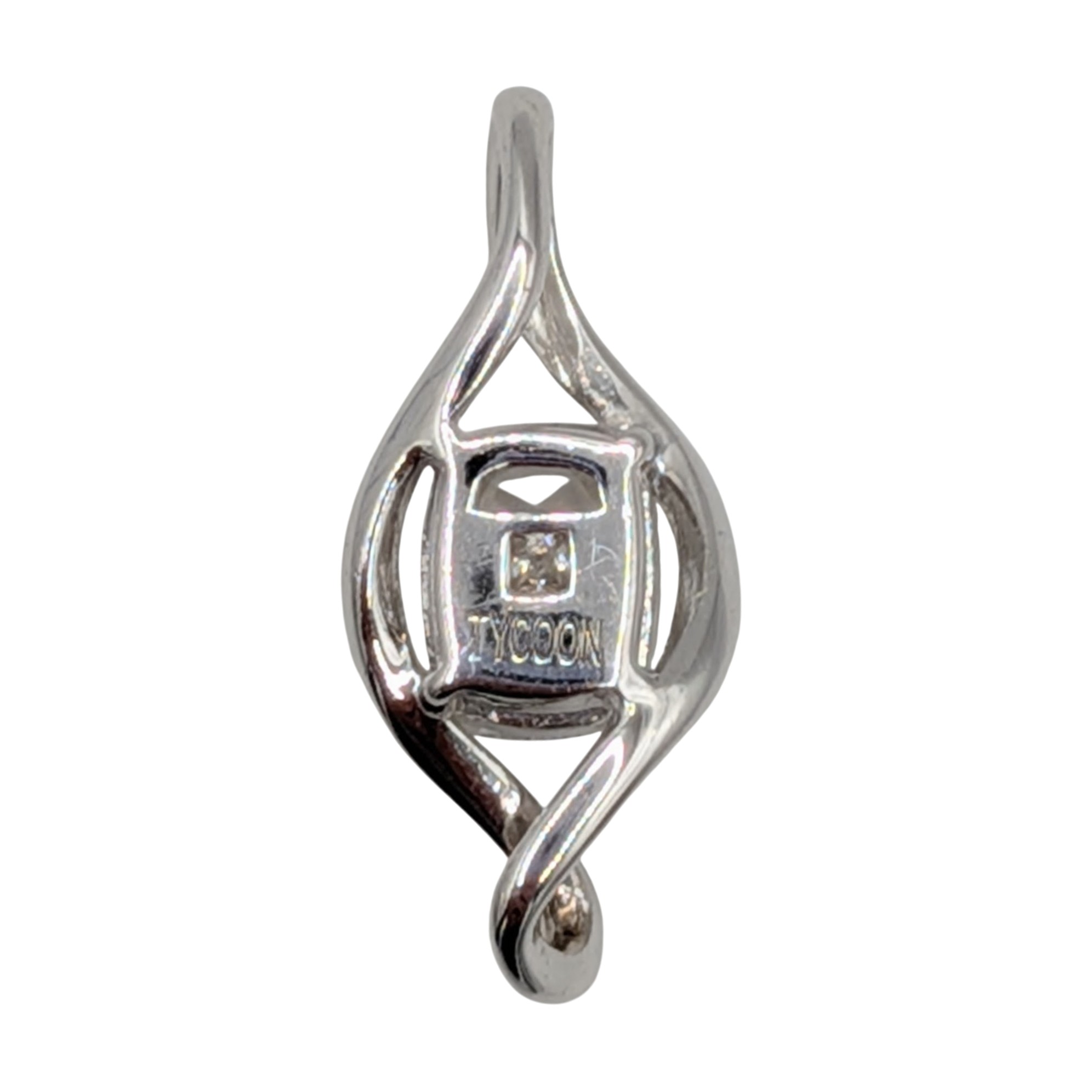 Signed Sterling Silver CZ Rectangle Cut Slide Pendant