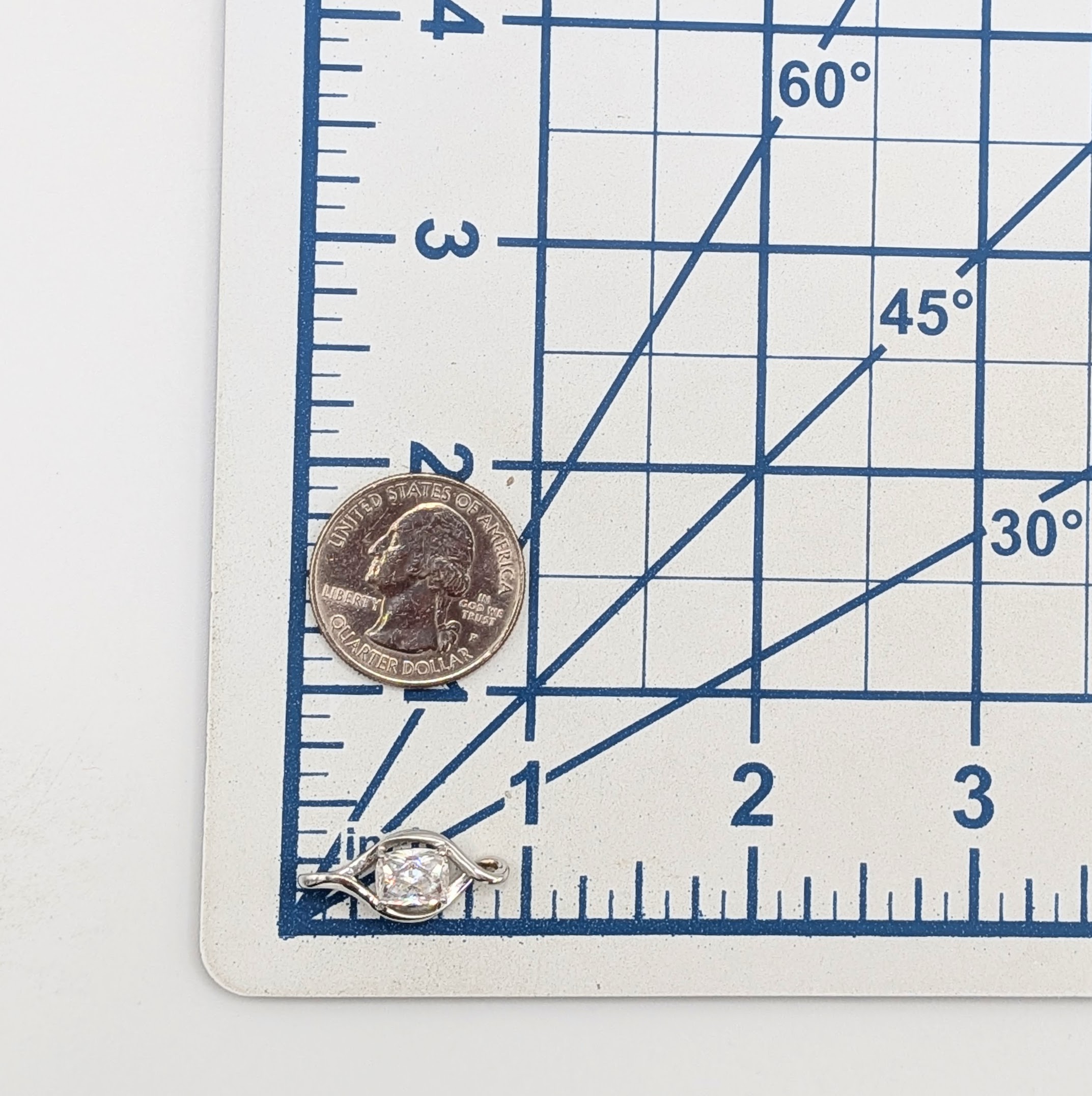Signed Sterling Silver CZ Rectangle Cut Slide Pendant