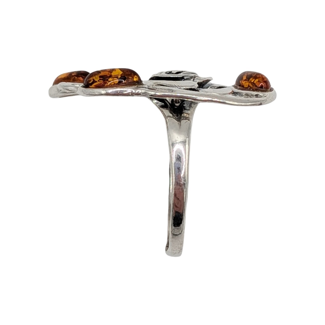Sterling Silver Amber Rose Ring Size 8