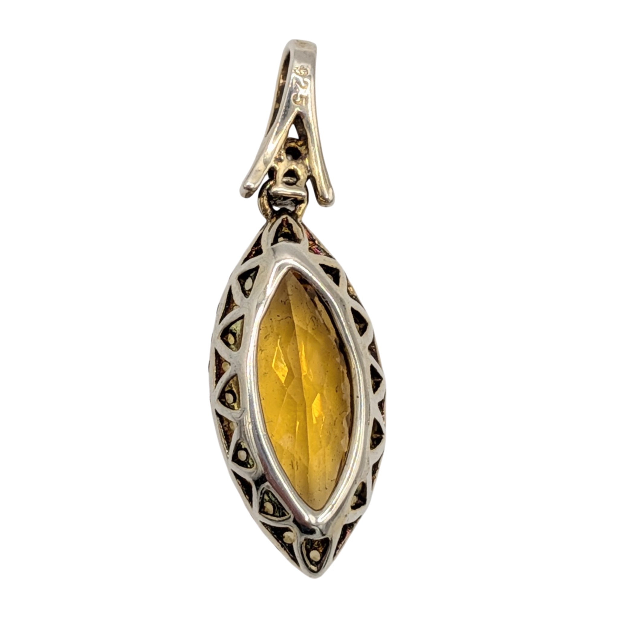 Sterling Silver CZ Halo Marquise Drop Pendant