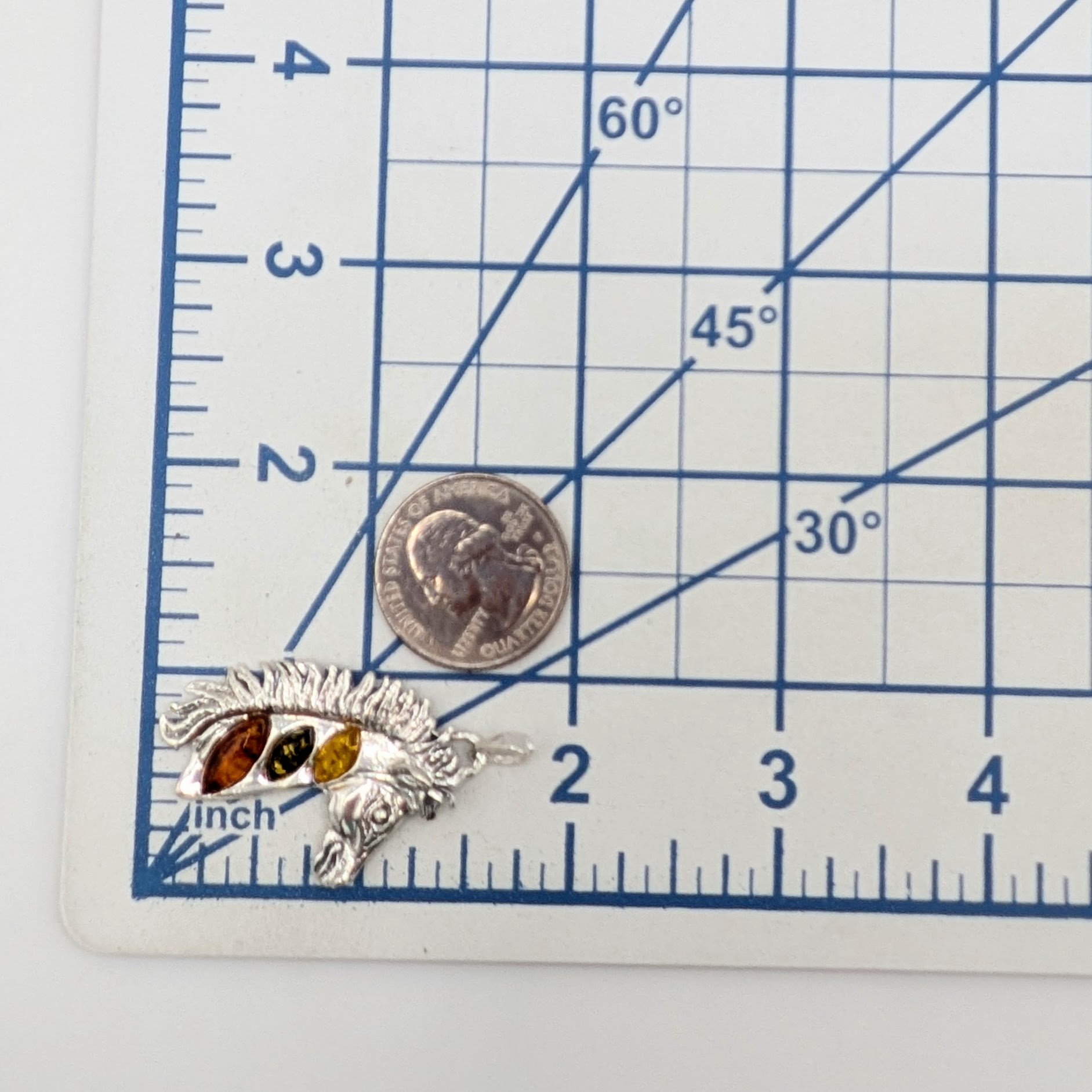 Sterling Silver Tri Colored Amber Horse Pendant