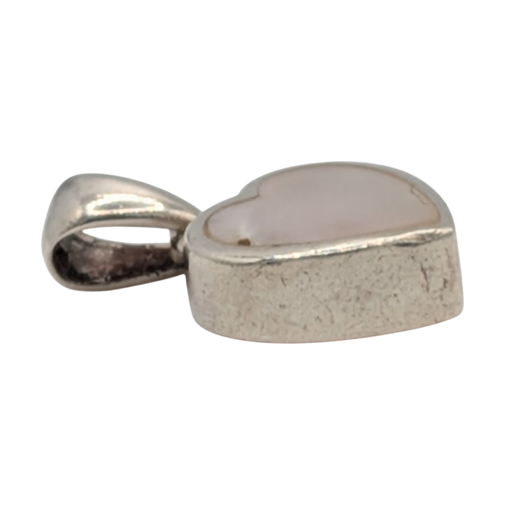 Sterling Silver Mother Of Pearl Inlay Double-Sided Heart Pendant