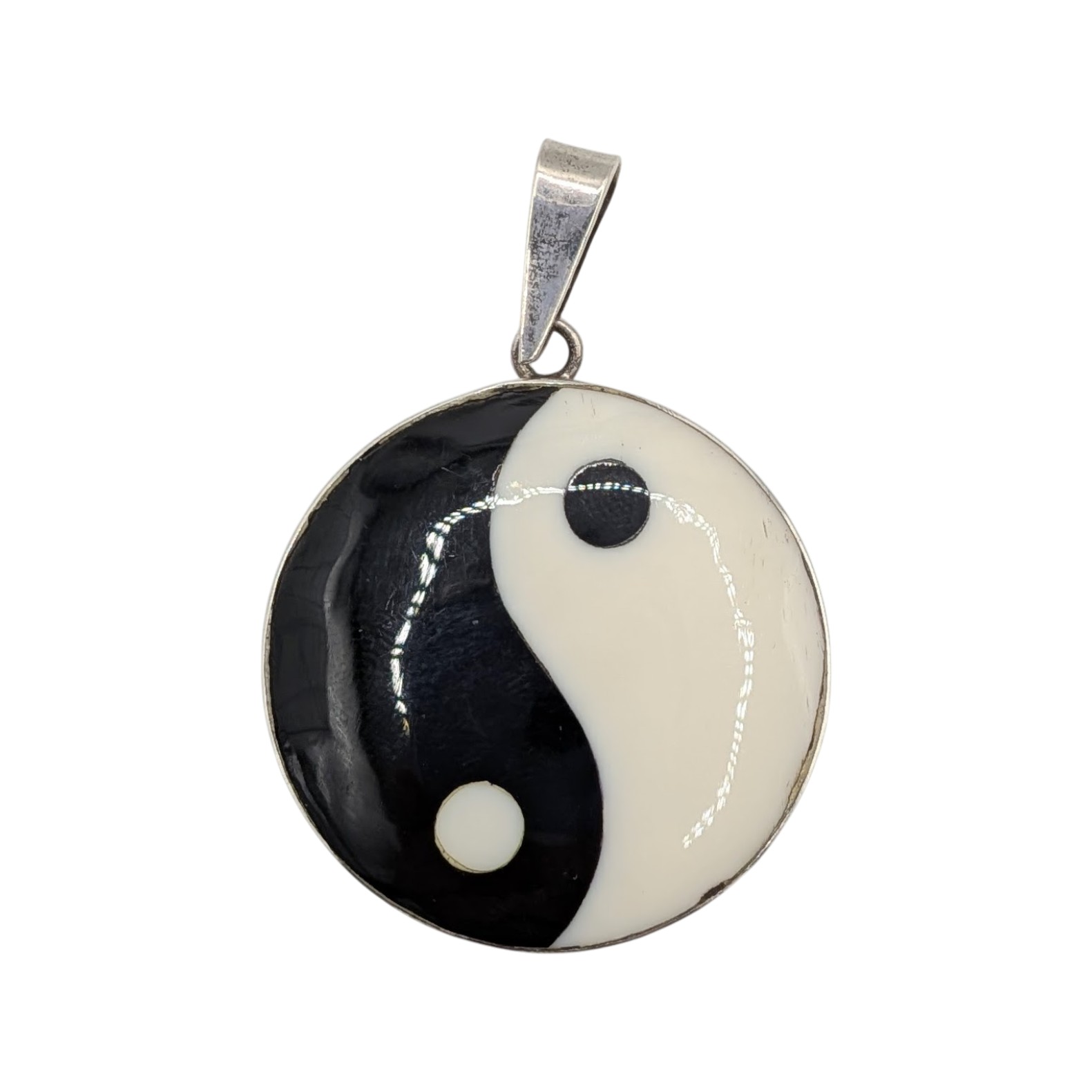 Sterling Silver Resin Yin Yang Pendant