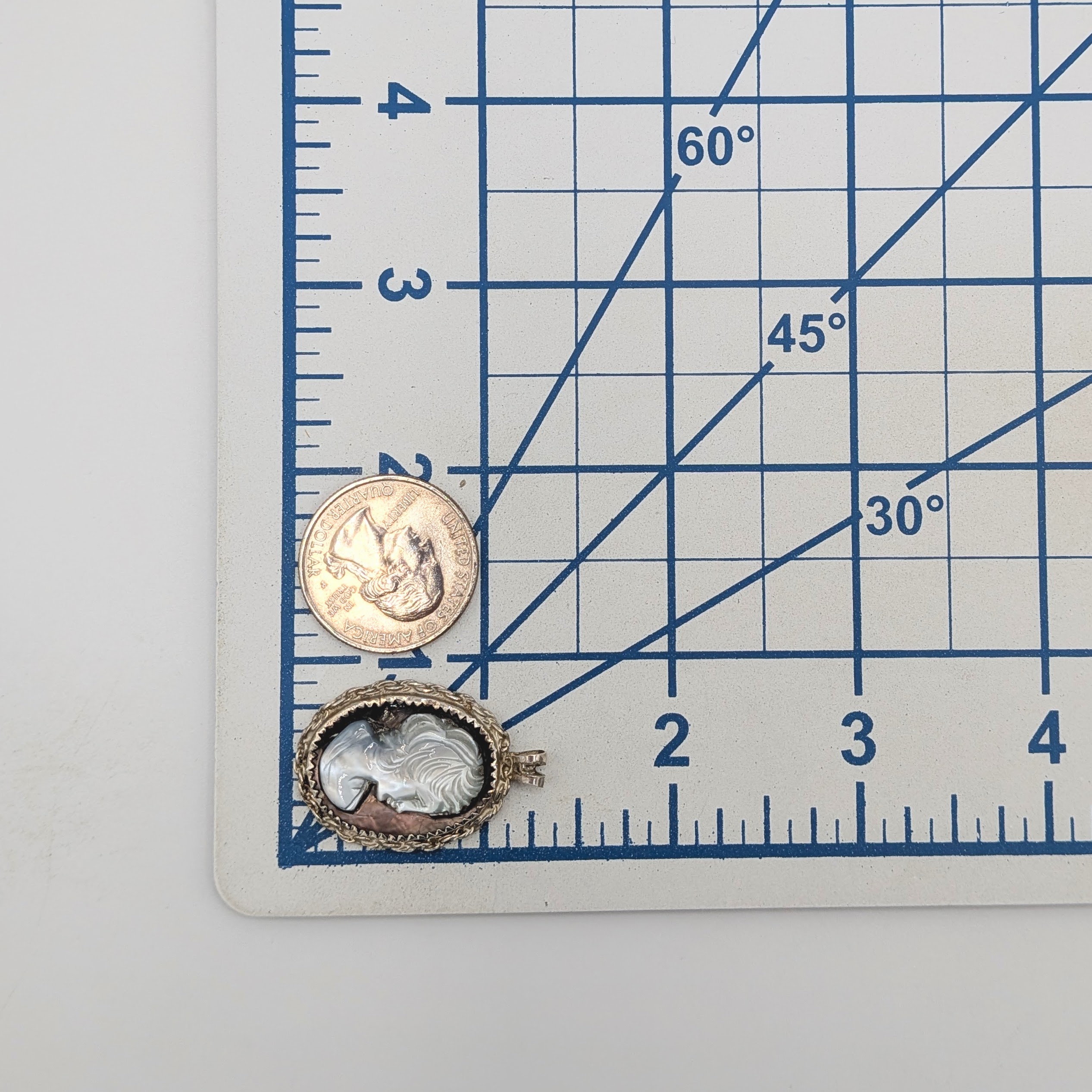 Signed Sterling Silver Mother Of Pearl Cameo Drop Pendant
