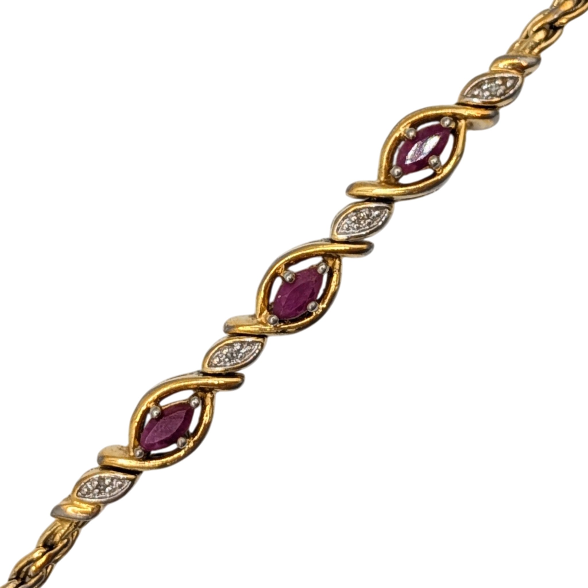Prime American Jewel Gold Over Sterling Silver Ruby Diamond Bracelet