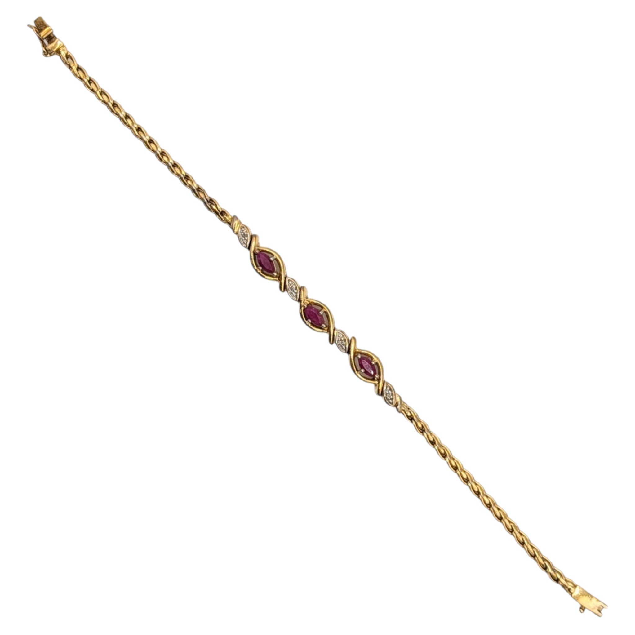 Prime American Jewel Gold Over Sterling Silver Ruby Diamond Bracelet