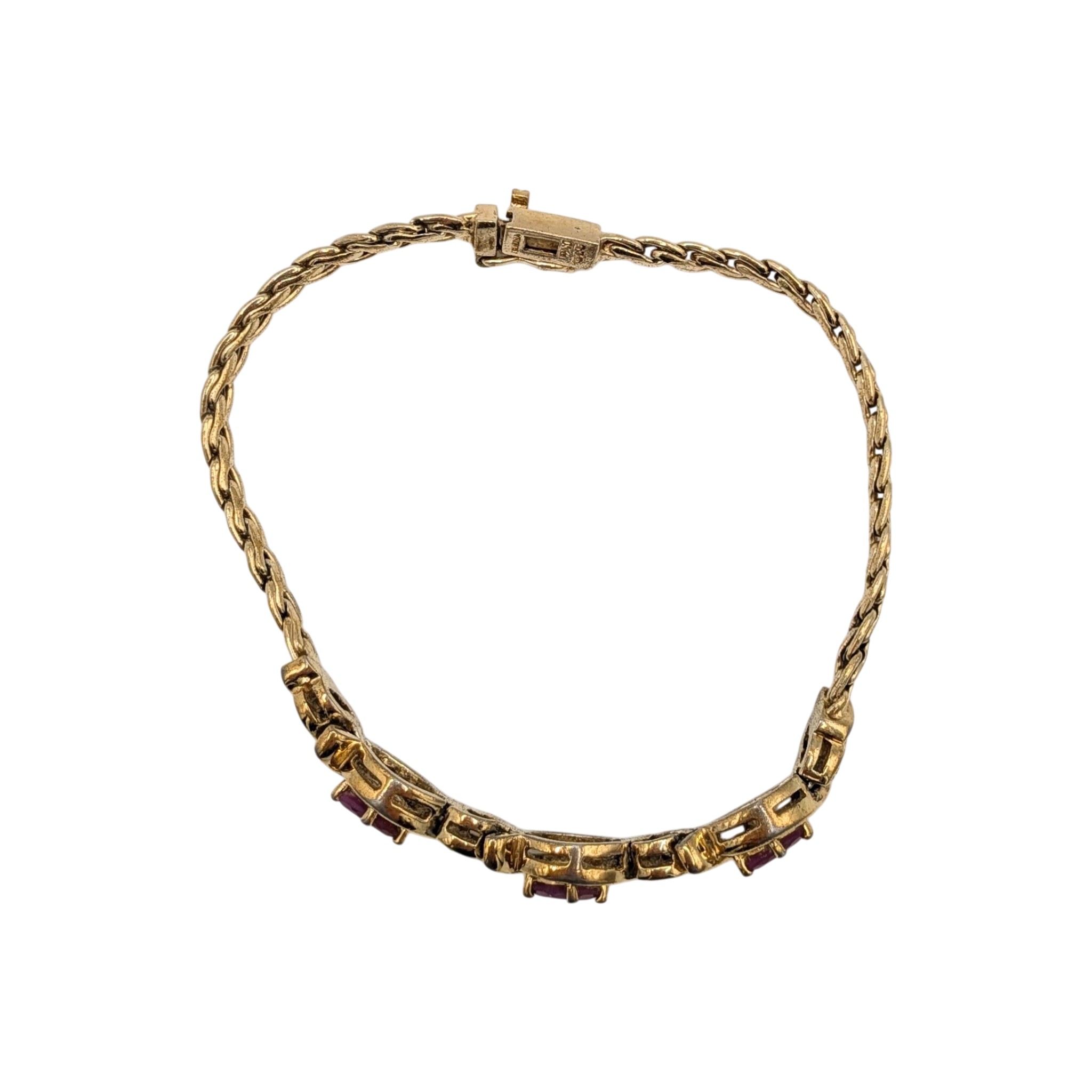 Prime American Jewel Gold Over Sterling Silver Ruby Diamond Bracelet