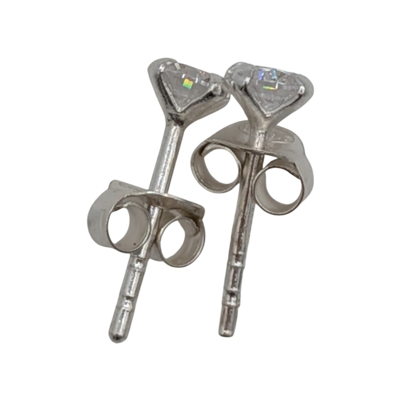 Signed Sterling Silver Large Rhinestone Stud Earrings