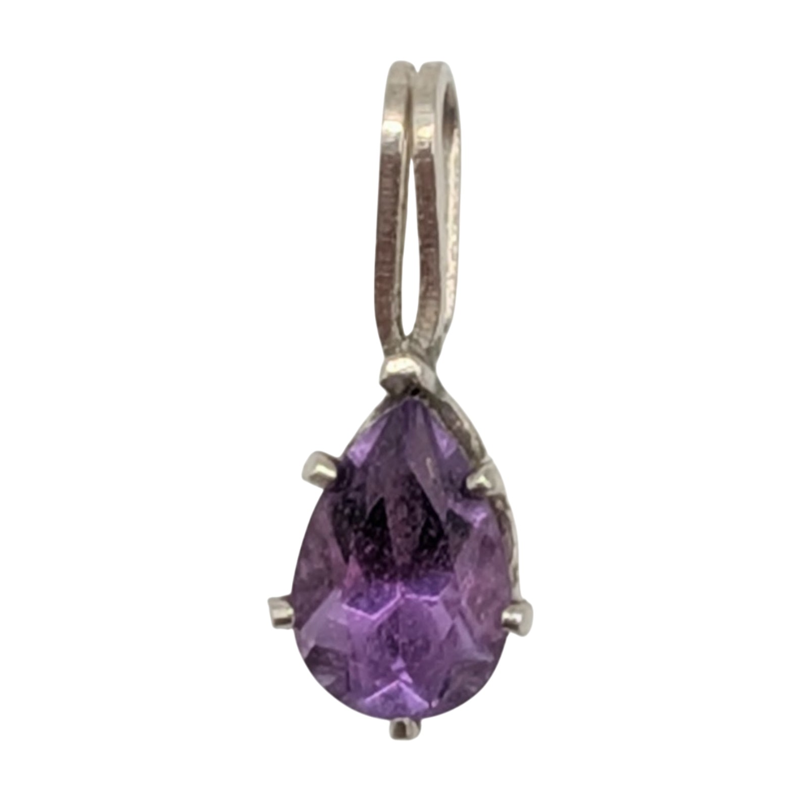 Sterling Silver Amethyst Pear Cut Drop Pendant