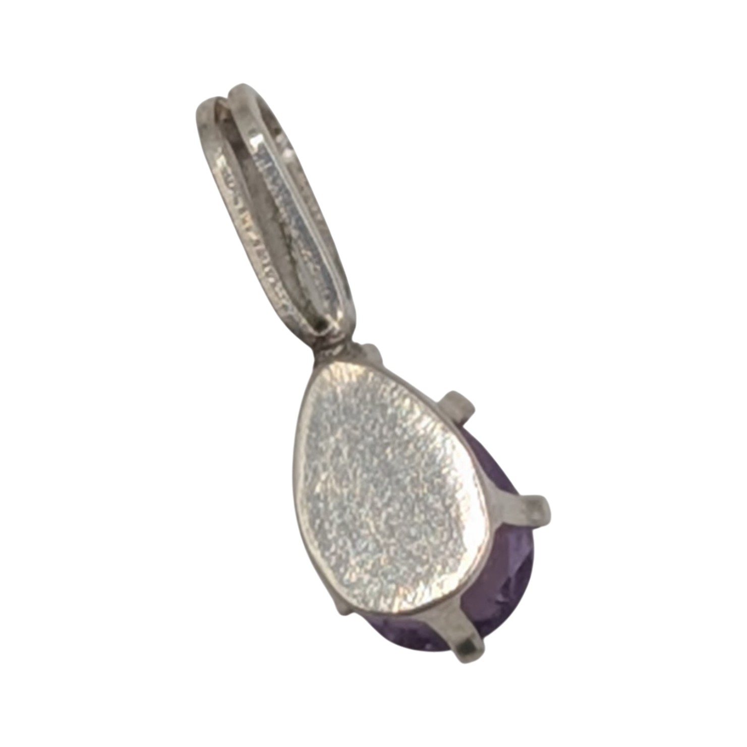 Sterling Silver Amethyst Pear Cut Drop Pendant