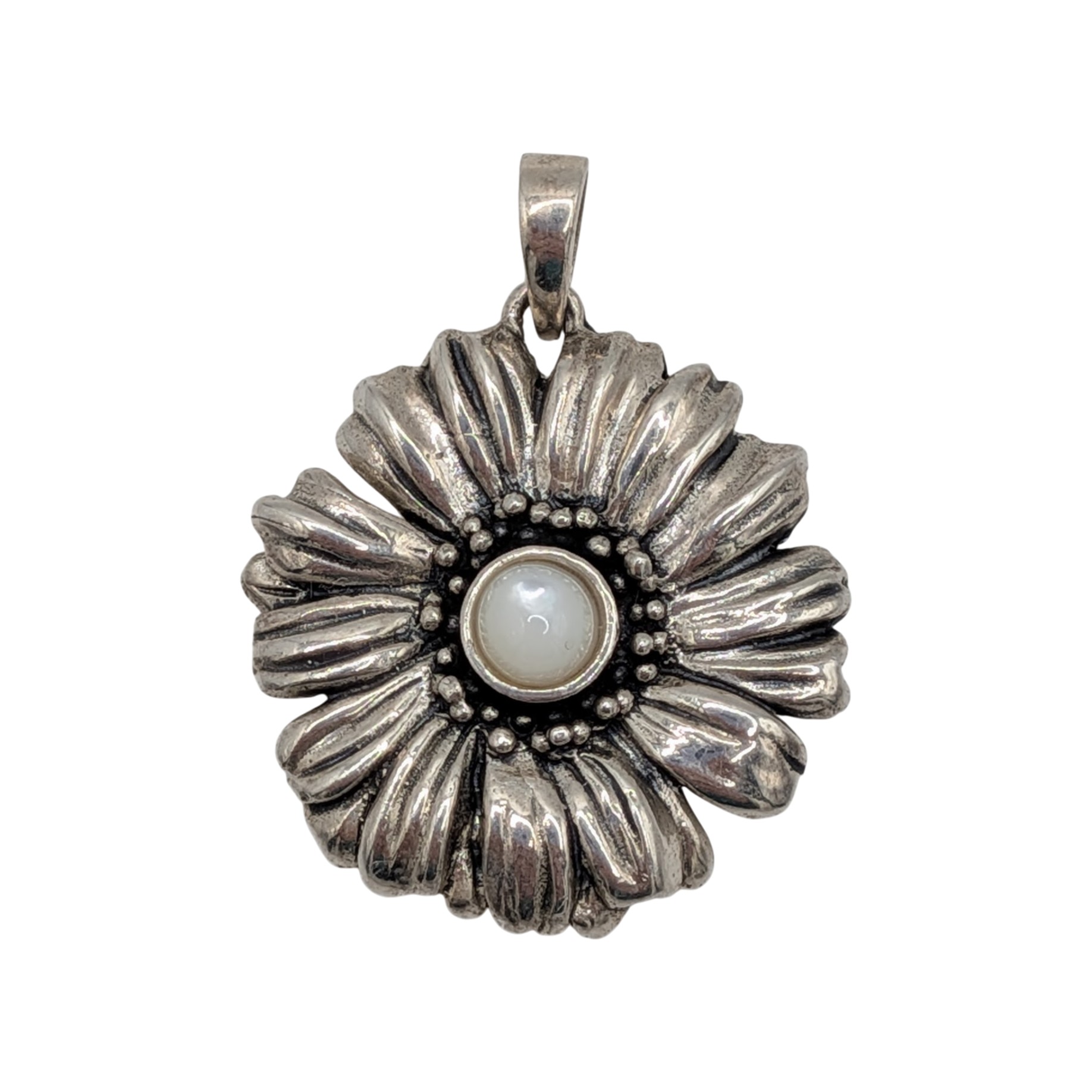 Sterling Silver Mother Of Pearl Flower Pendant