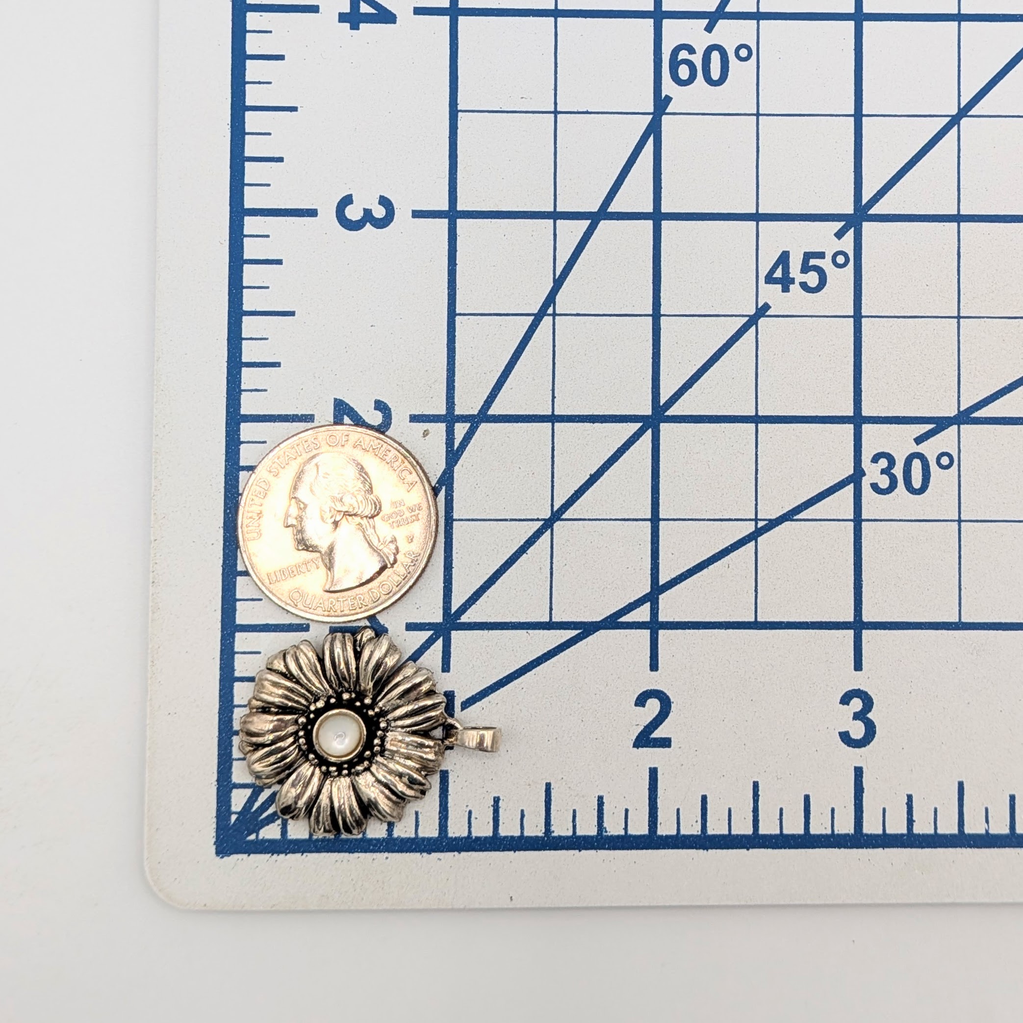 Sterling Silver Mother Of Pearl Flower Pendant