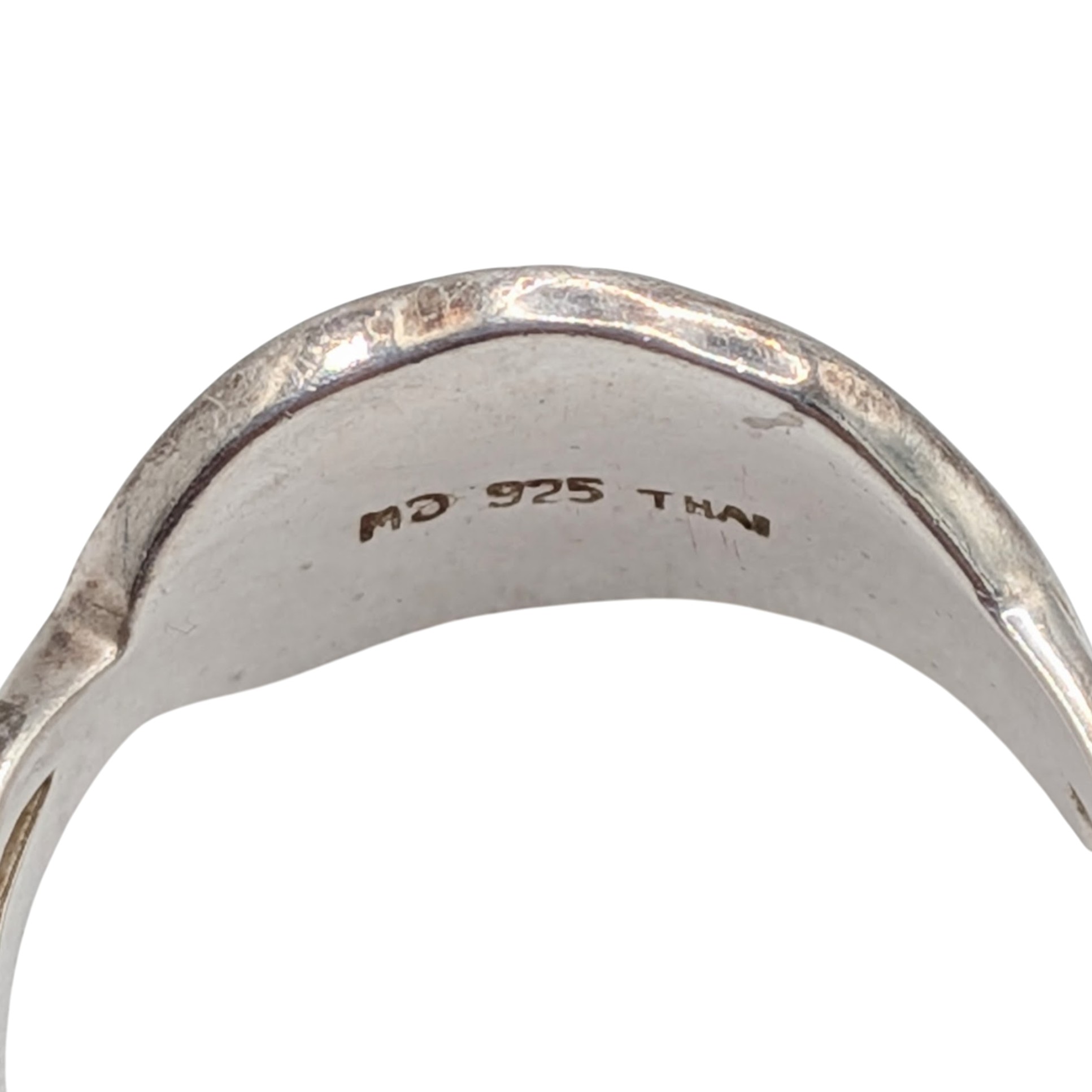 Signed Sterling Silver Abalone Inlay Leaf Ring Size 8.75