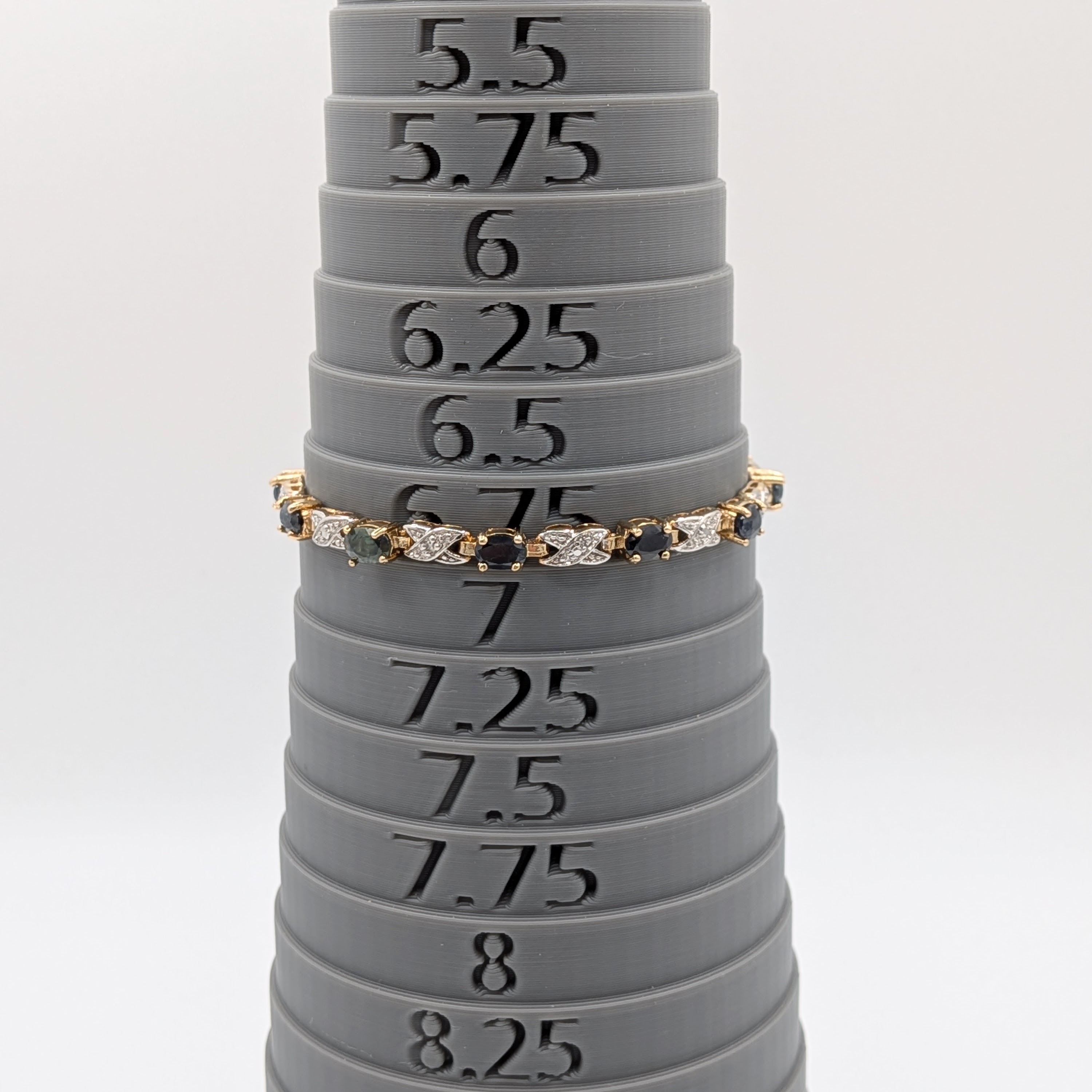 Signed Gold Over Sterling Silver Diamond Sapphire Tennis Bracelet