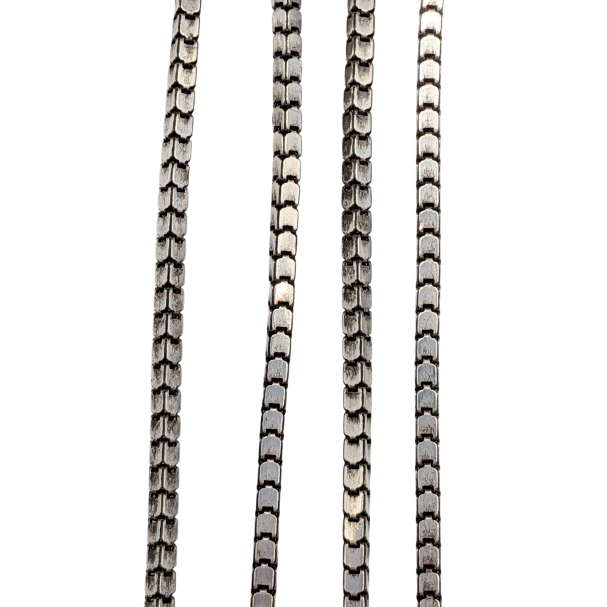 Signed Italy Sterling Silver Square Chain Necklace