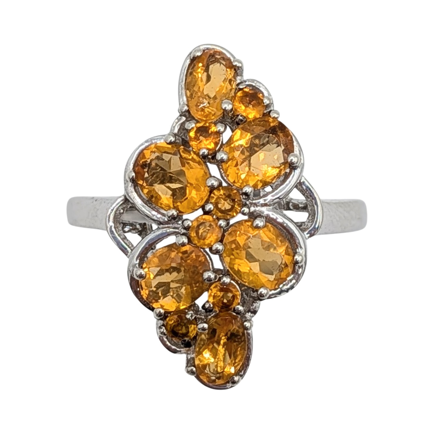 Signed Sterling Silver CZ Cluster Ring Size 7.5