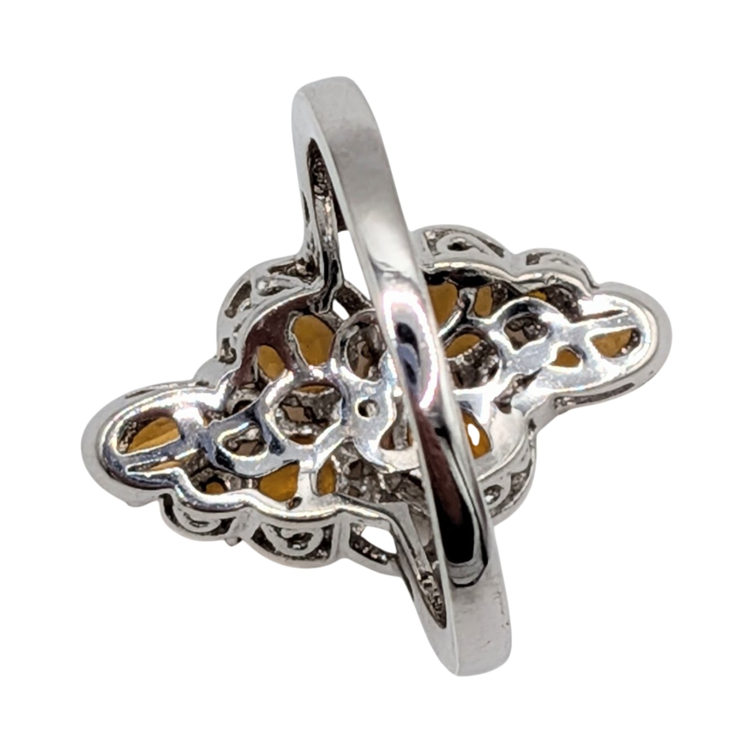 Signed Sterling Silver CZ Cluster Ring Size 7.5