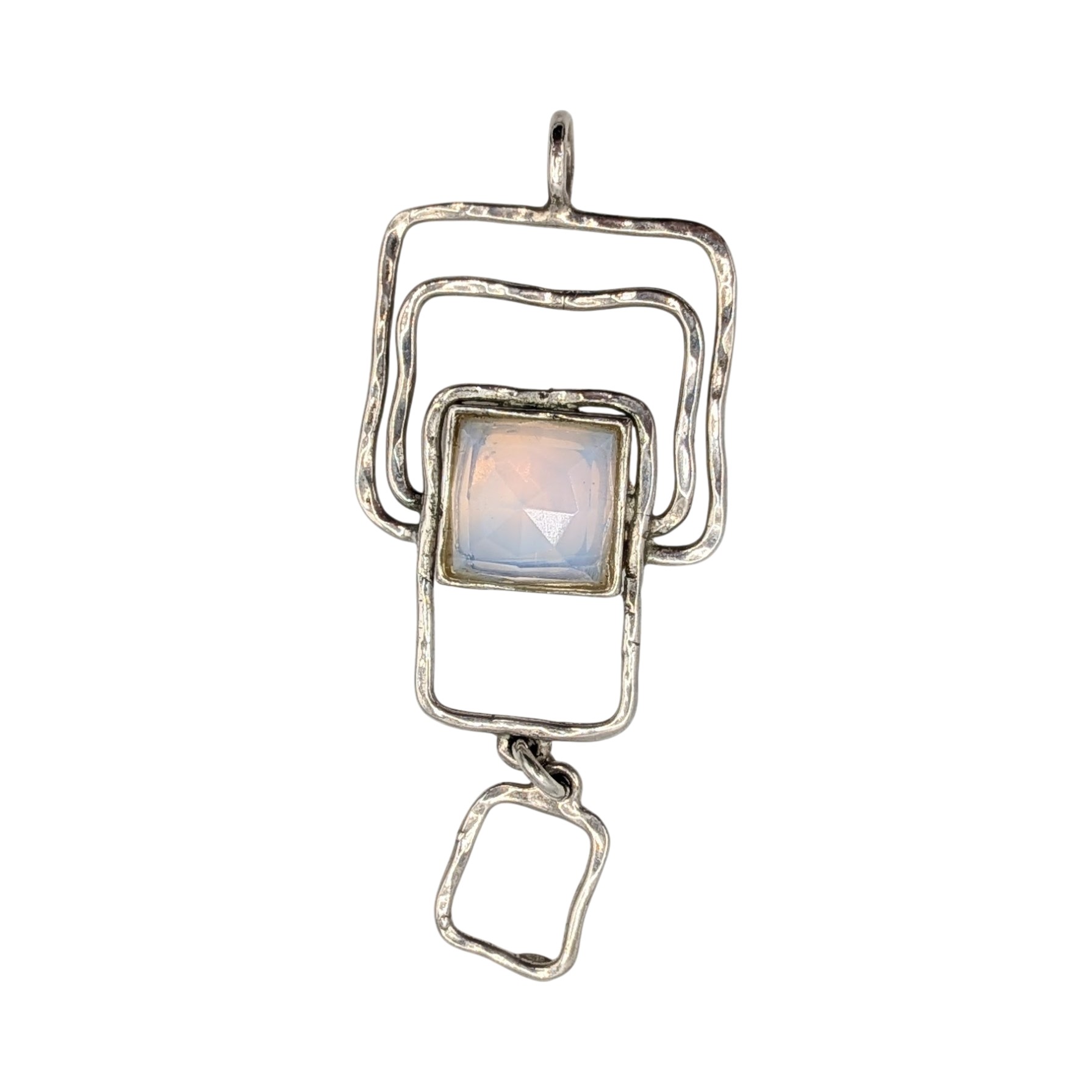 Signed Sterling Silver Moonstone Geometric Pendant