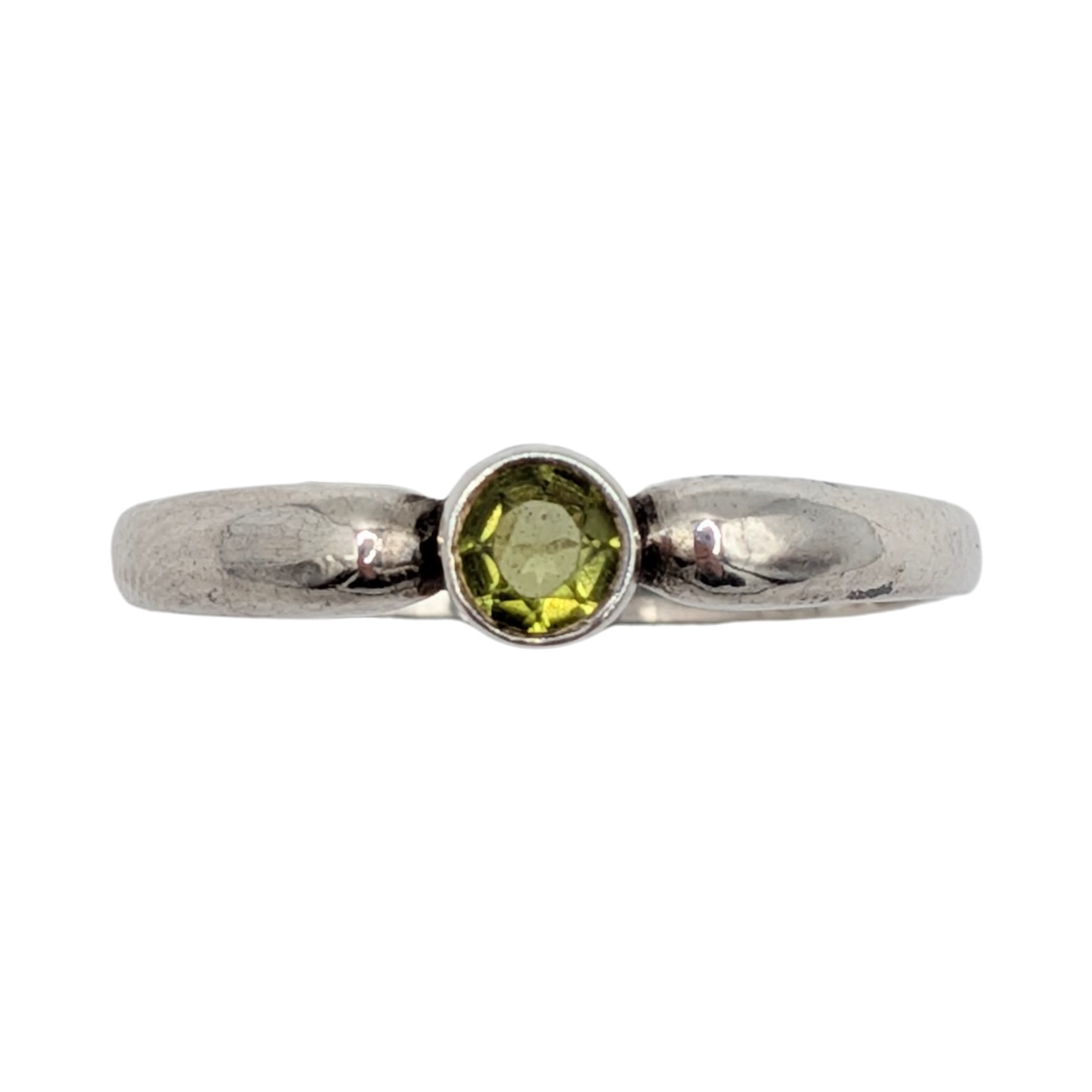 Signed Sterling Silver Peridot Solitaire Ring Size 10.25