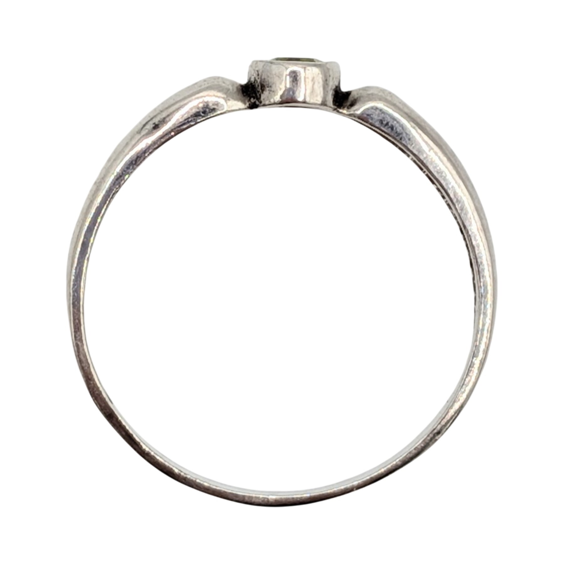 Signed Sterling Silver Peridot Solitaire Ring Size 10.25